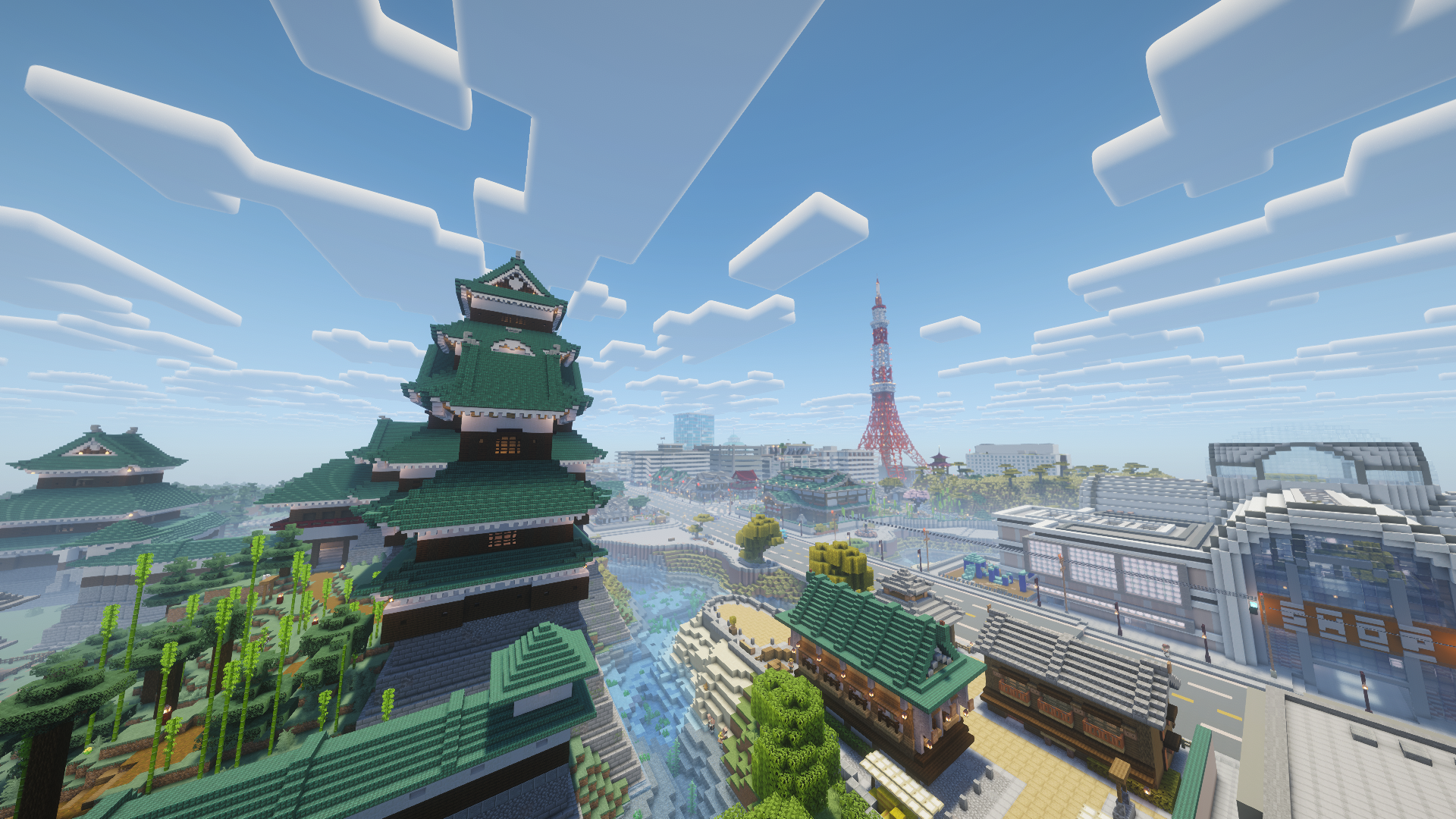 Tokyo Inspired City Map showing traditional buildings and the red Tokyo Tower