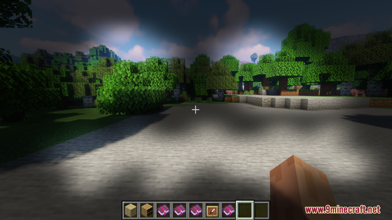 Clear view of forest landscape while wearing pumpkin helmet