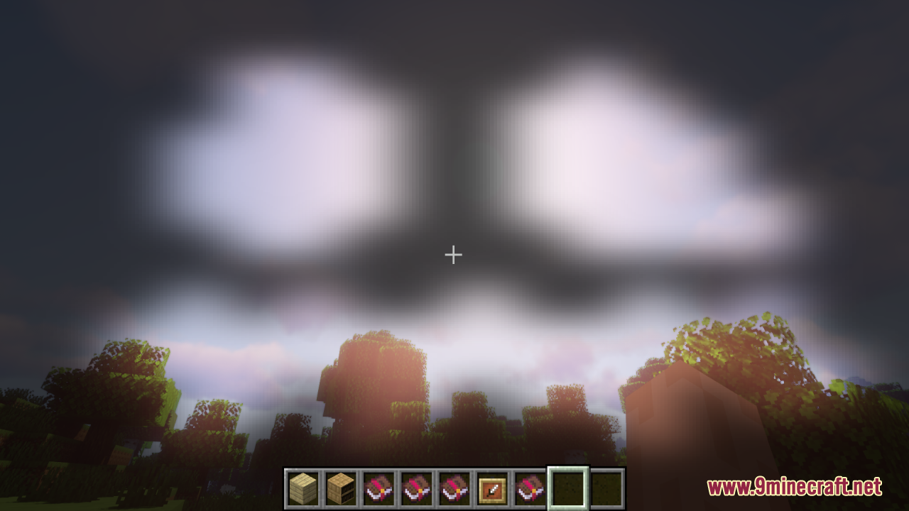 Player looking at the sky with transparent pumpkin overlay