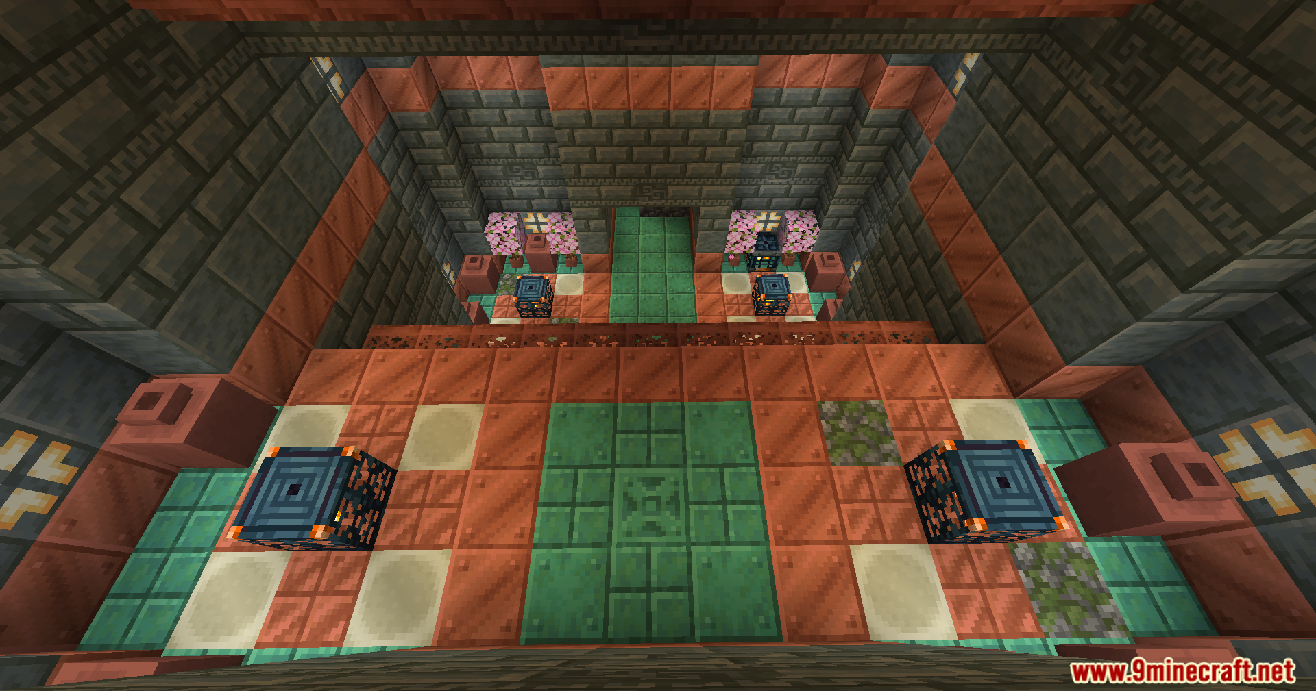 Trials Chambers Reuploaded Mod Screenshot 13 Overhead view of a room built with Tricky Trials update blocks