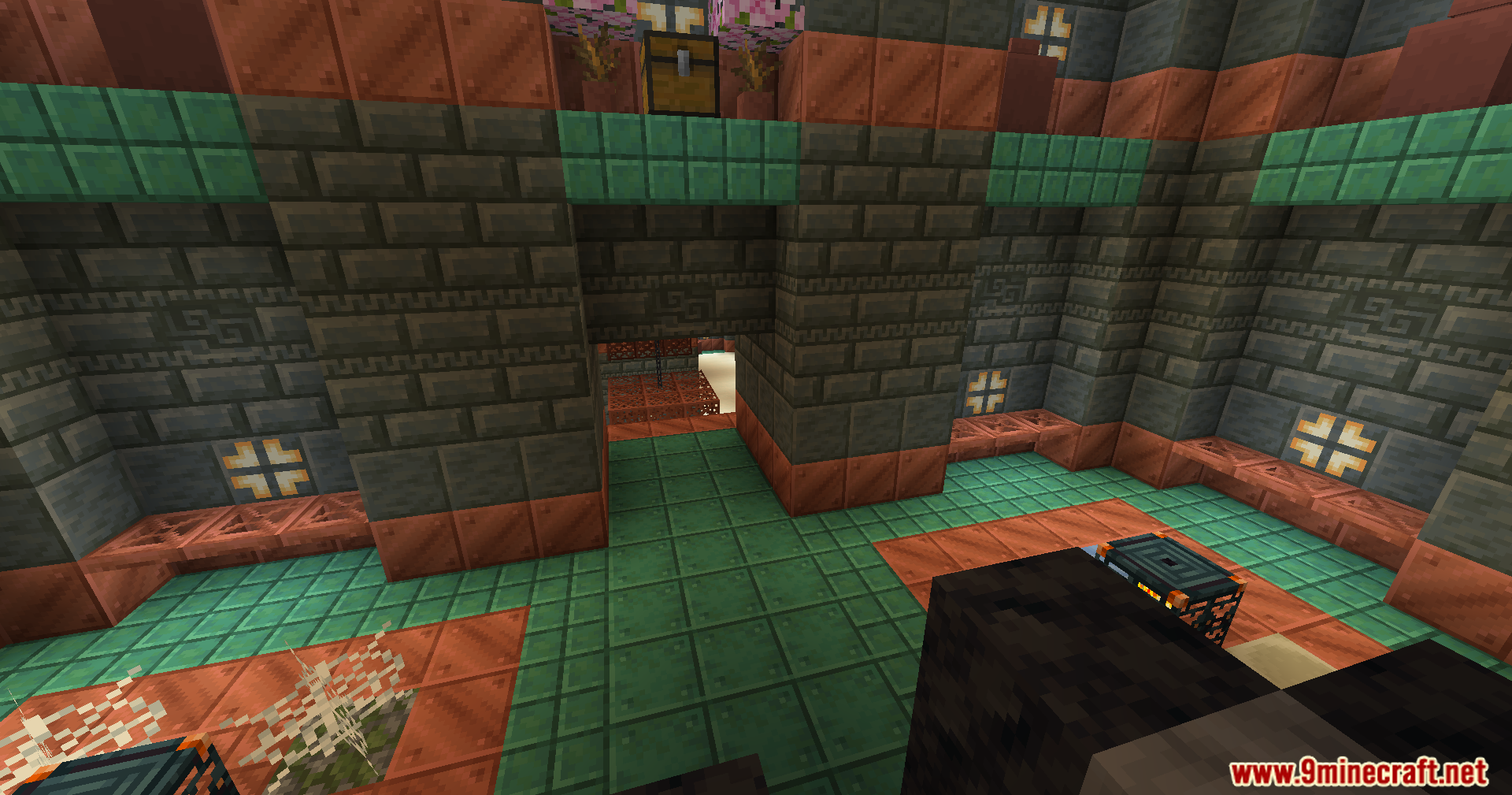 Trials Chambers Reuploaded Mod Screenshot 3 Trials Chambers Reuploaded mod room with copper grates and tuff bricks