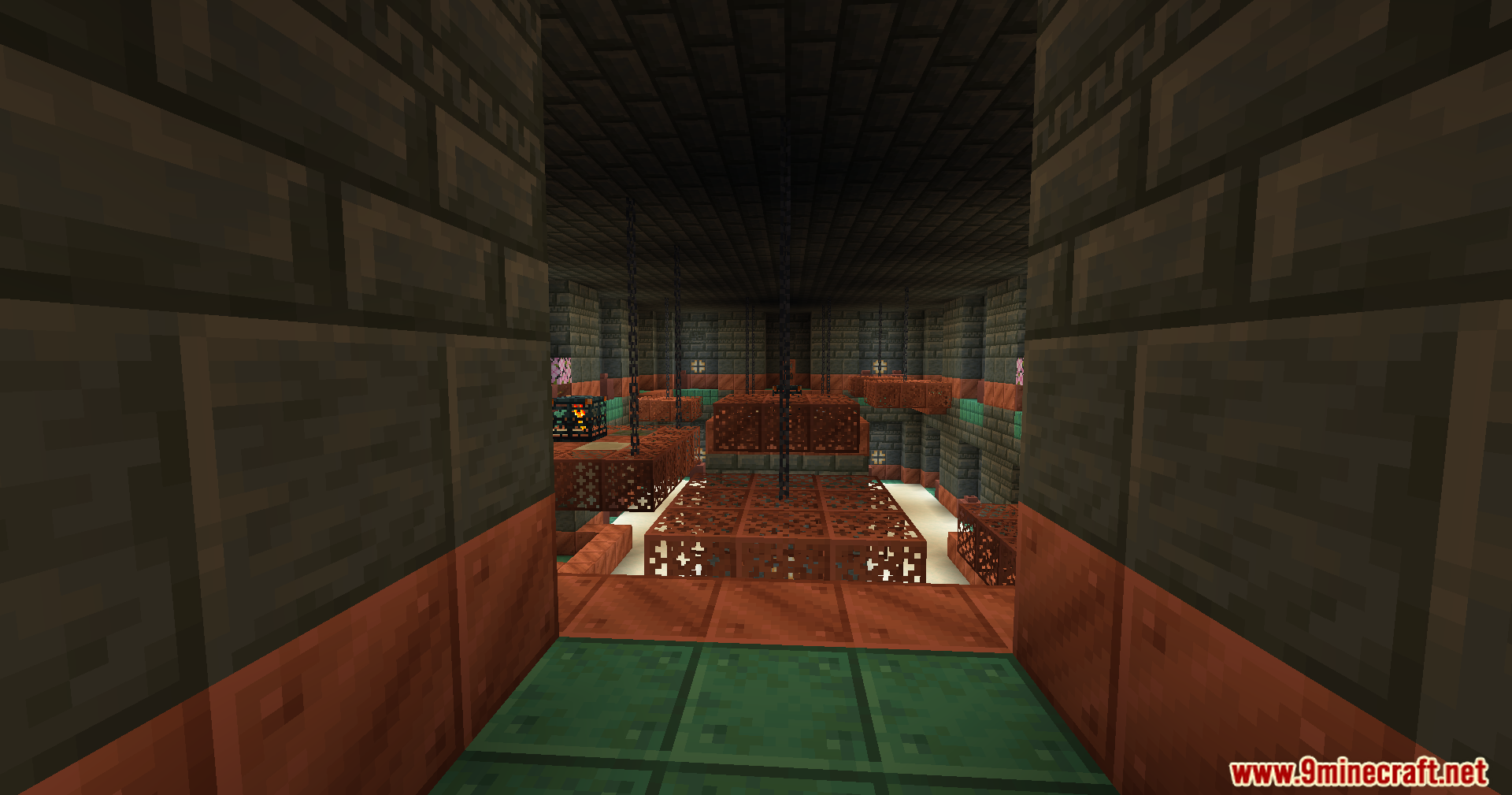 Trials Chambers Reuploaded Mod Screenshot 4 Large room in Trials Chambers Reuploaded mod with suspended copper platforms