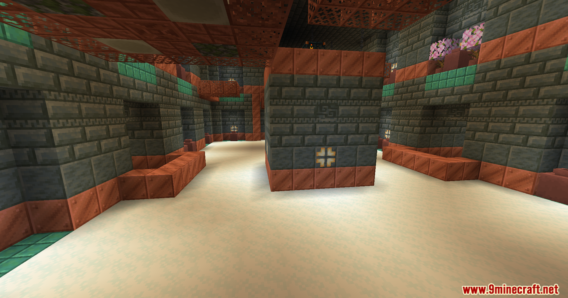 Trials Chambers Reuploaded Mod Screenshot 7 Tuff brick pillars and copper blocks in Trials Chambers Reuploaded Mod