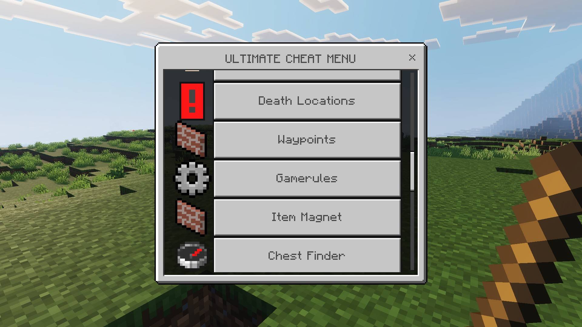 Ultimate Cheat Menu displaying teleport commands and player monitor options