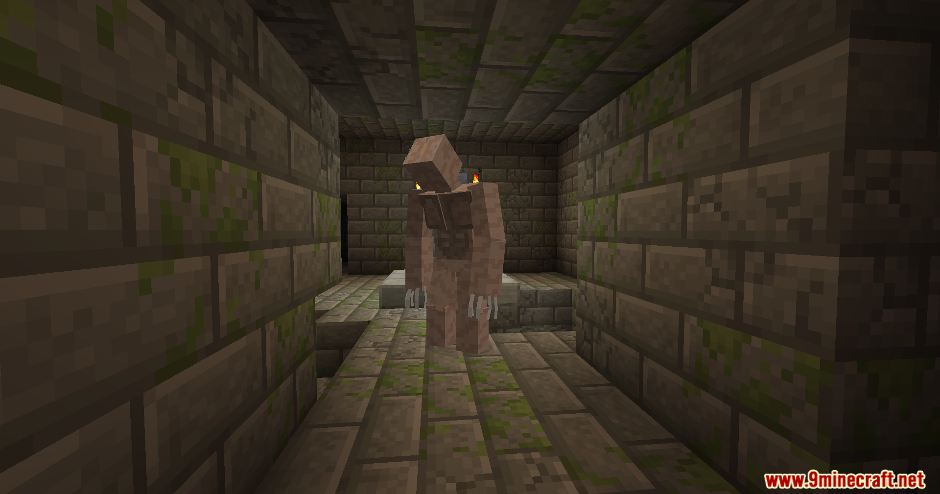 Fleshy mutant monster from Ultimate Zombie Apocalypse Mod standing underground