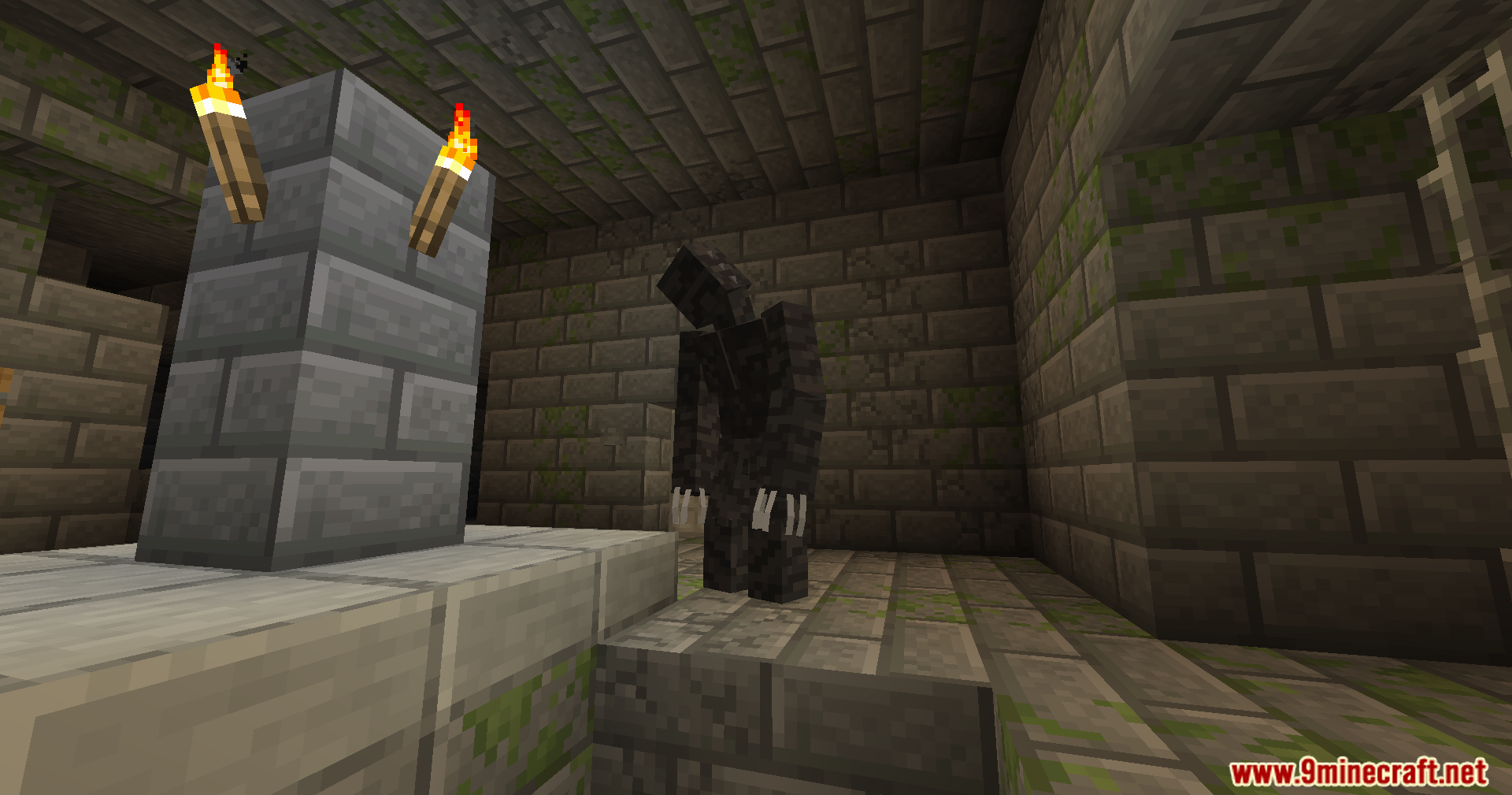 Black demon creature from Ultimate Zombie Apocalypse Mod standing underground
