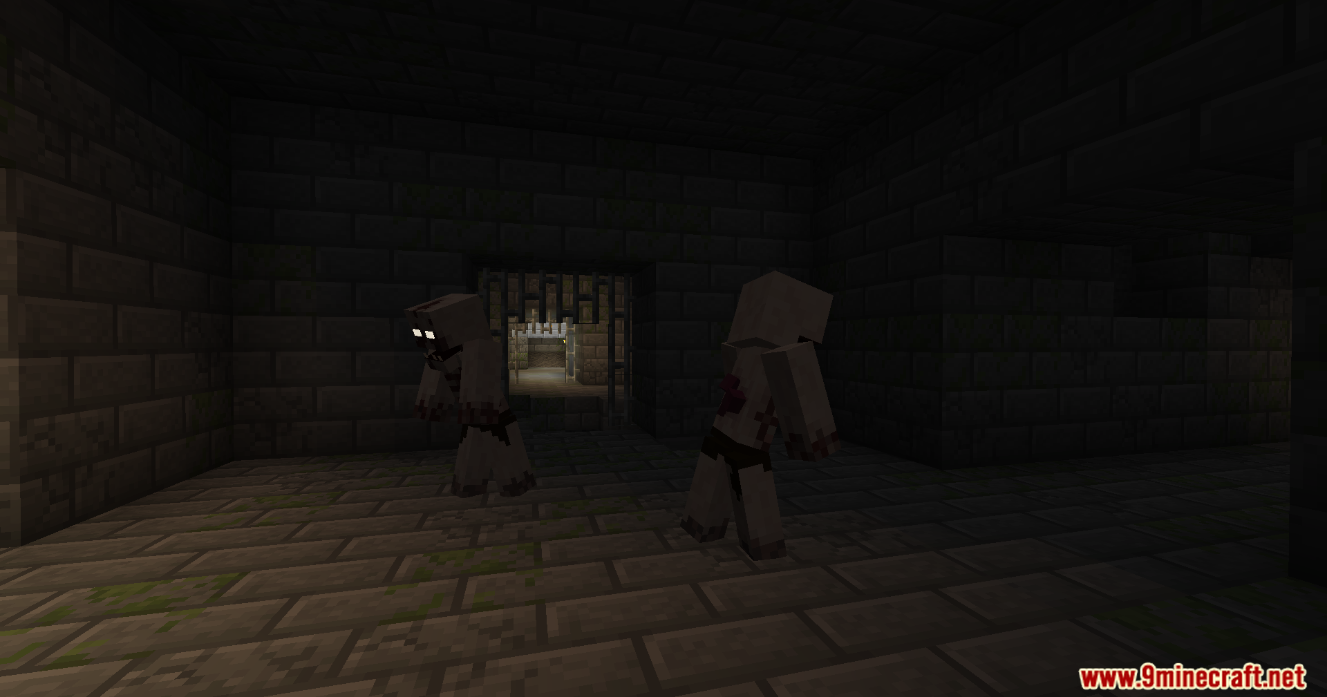 Two infected zombies walking through dungeon in Ultimate Zombie Apocalypse