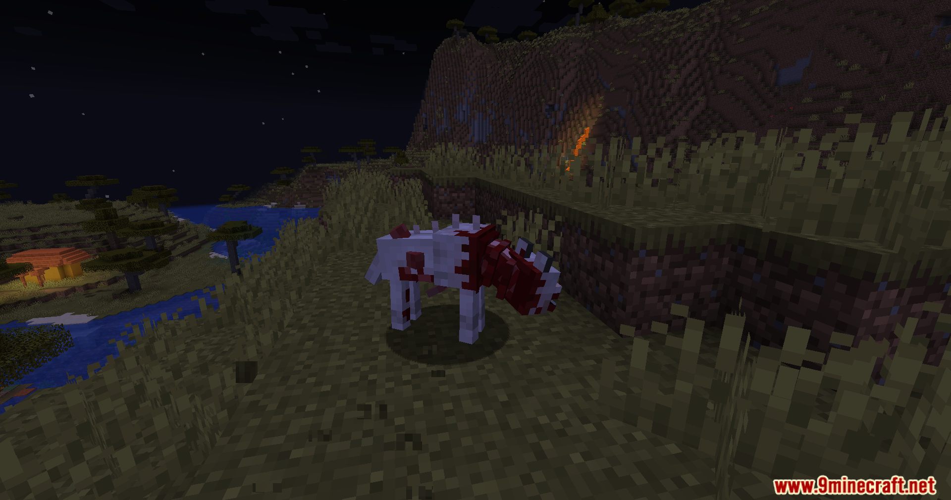 Infected cow standing in savanna biome in Ultimate Zombie Apocalypse Mod