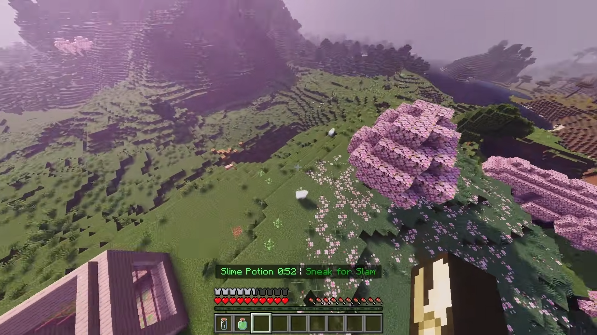 Player high in the air ready to use slime potion slam