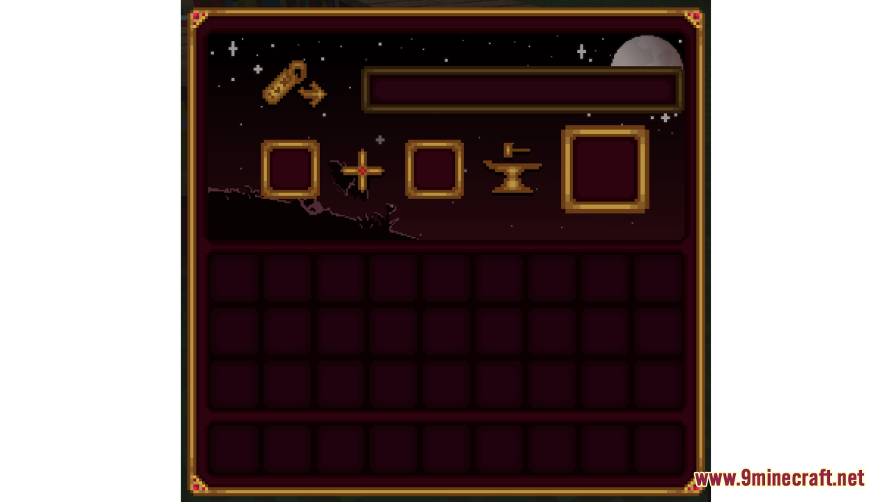 Anvil interface showing dark red background and gold details