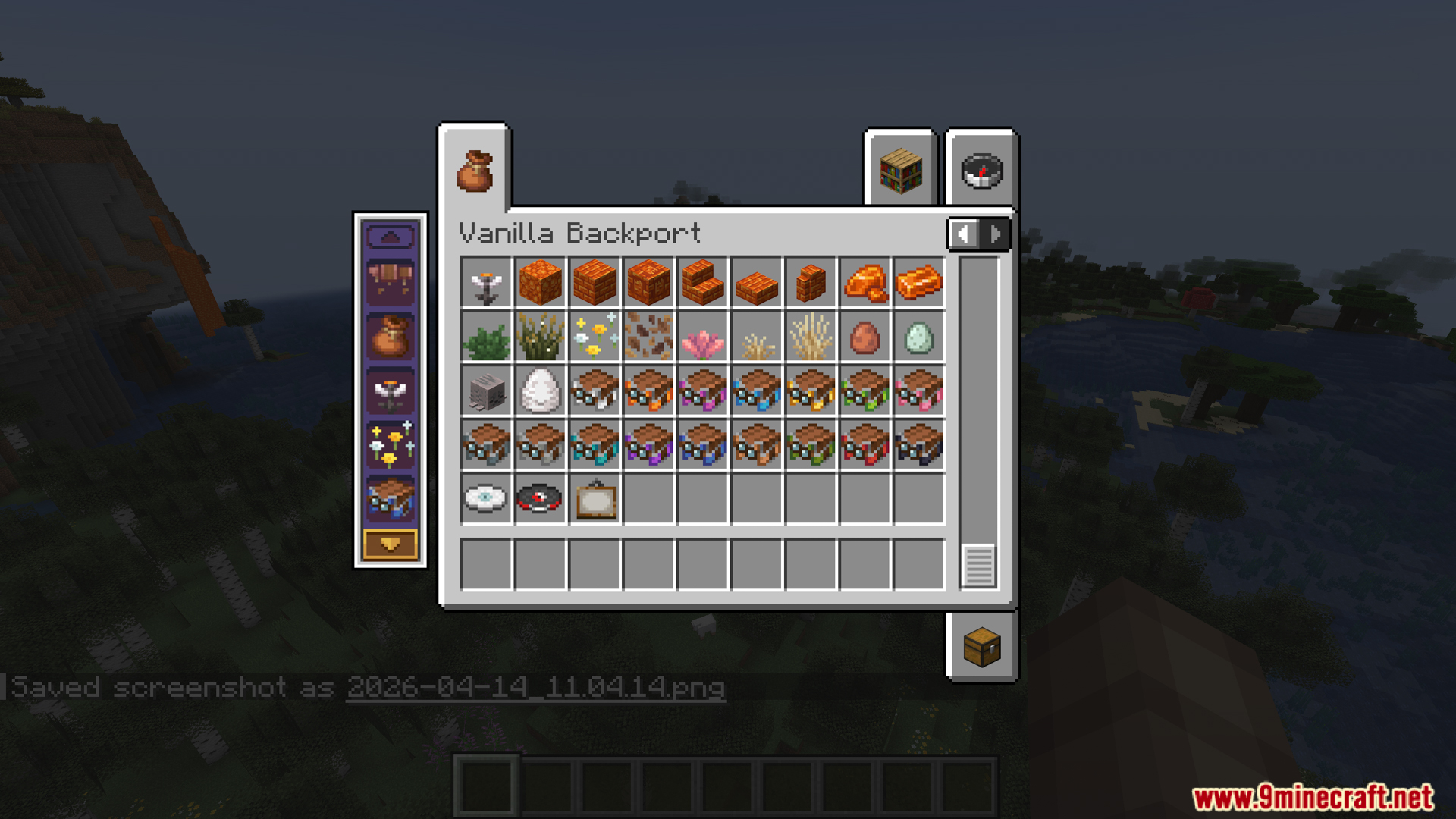 Inventory tab displaying copper blocks plants and decorated pot items