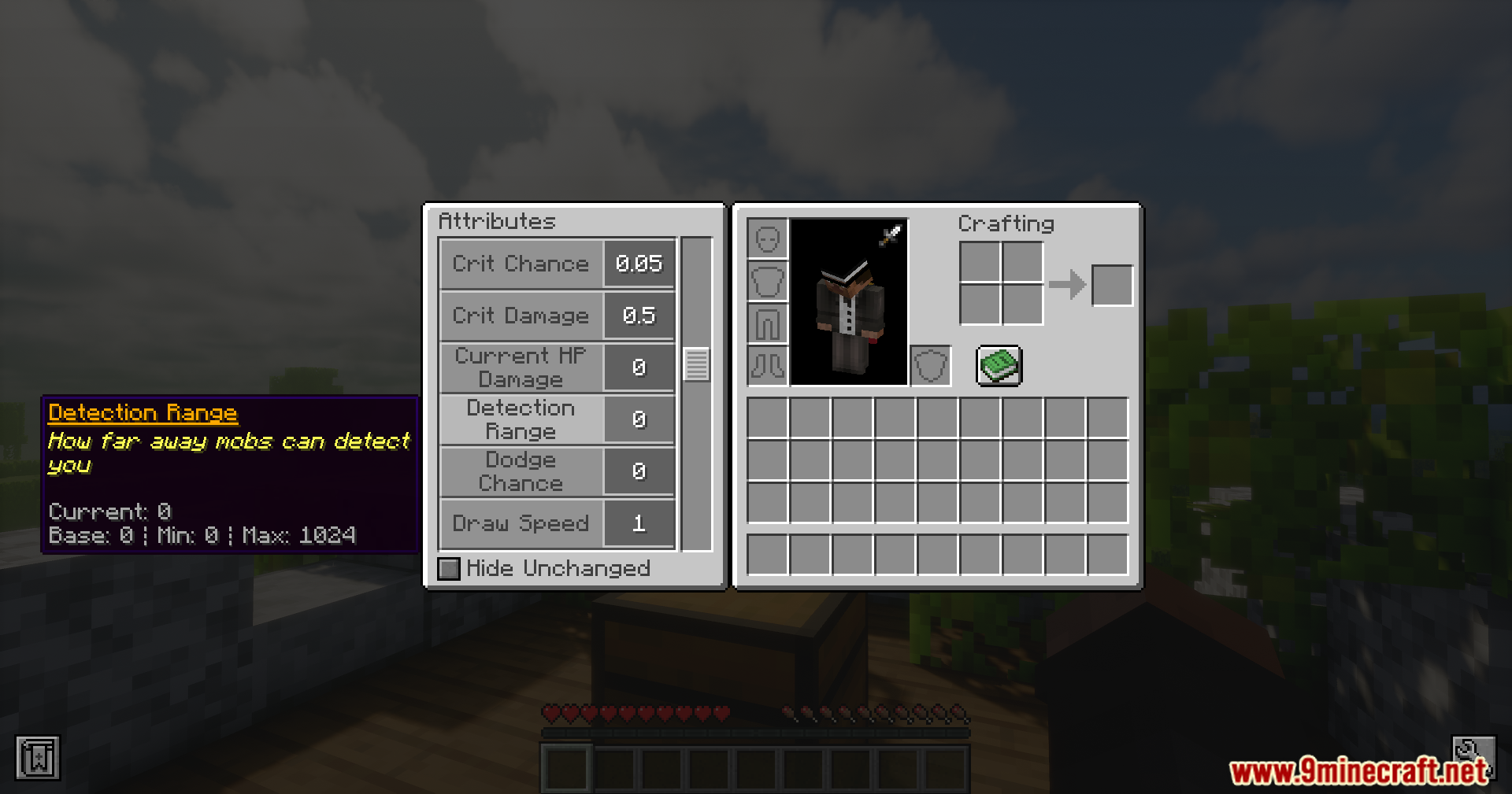 Displaying the Detection Range attribute tooltip in the player stats menu