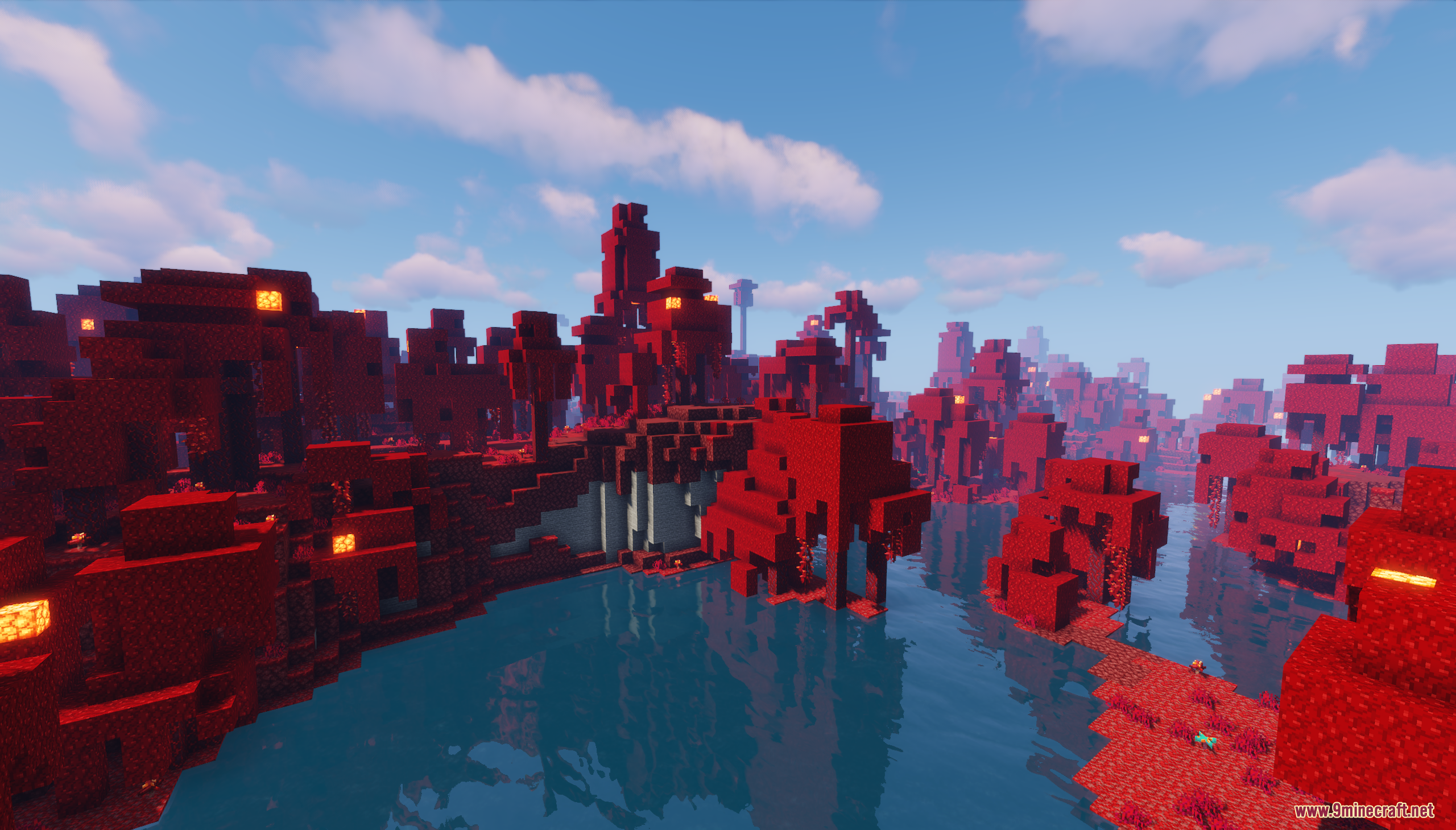 A view of the Warped Crimson Island Map biome