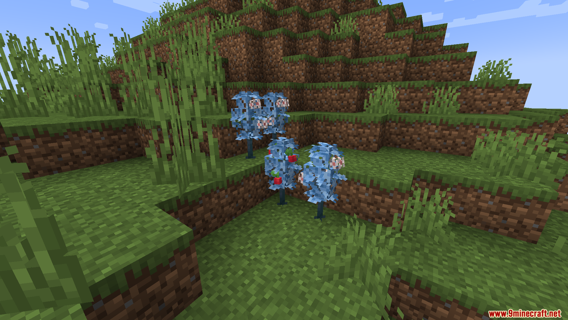 Group of wild Tangela Pokemon spawning in a grassy area