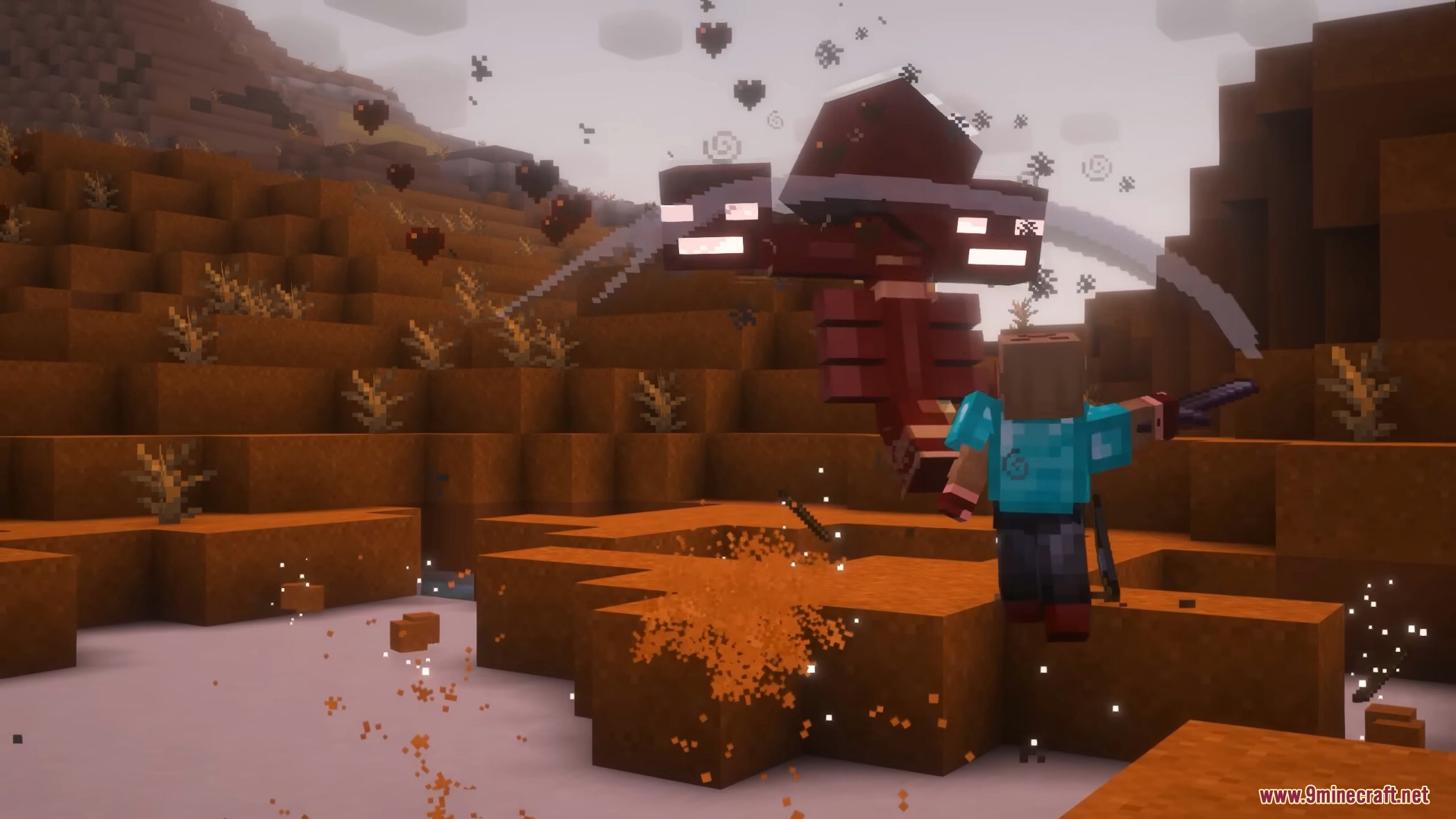 Wither boss performs a powerful dash attack against the player