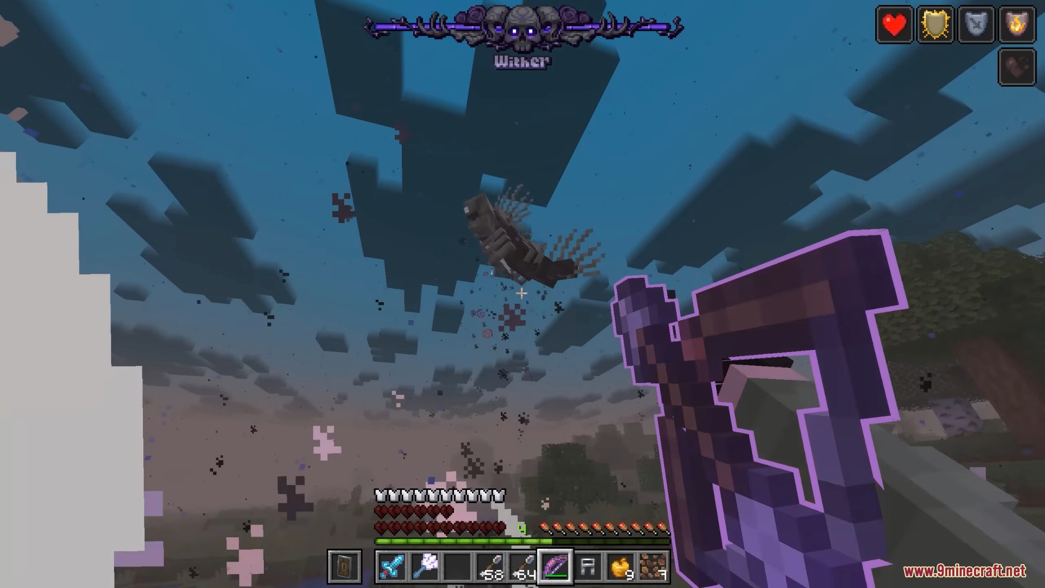 Multiple fiery projectiles falling from the sky in Withers Wrath Mod