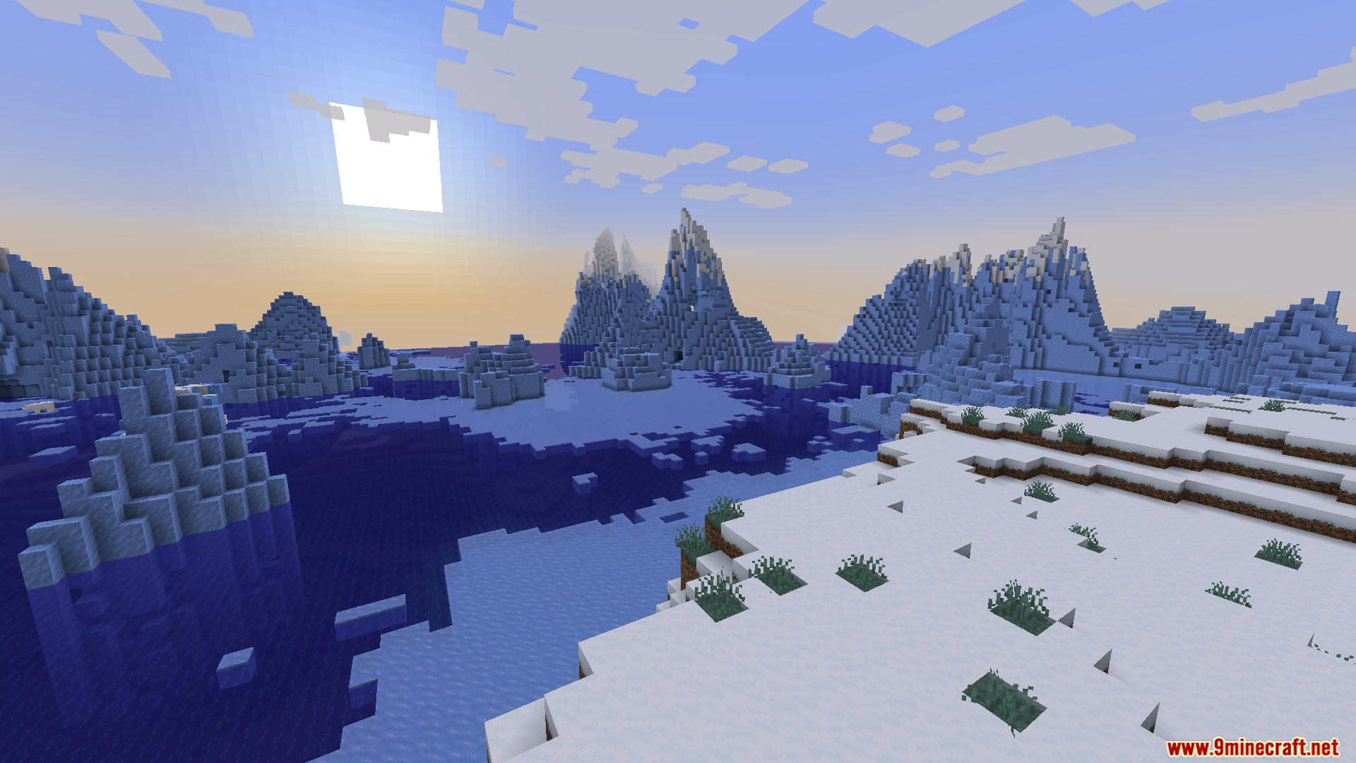 A vast frozen ocean with large ice spikes