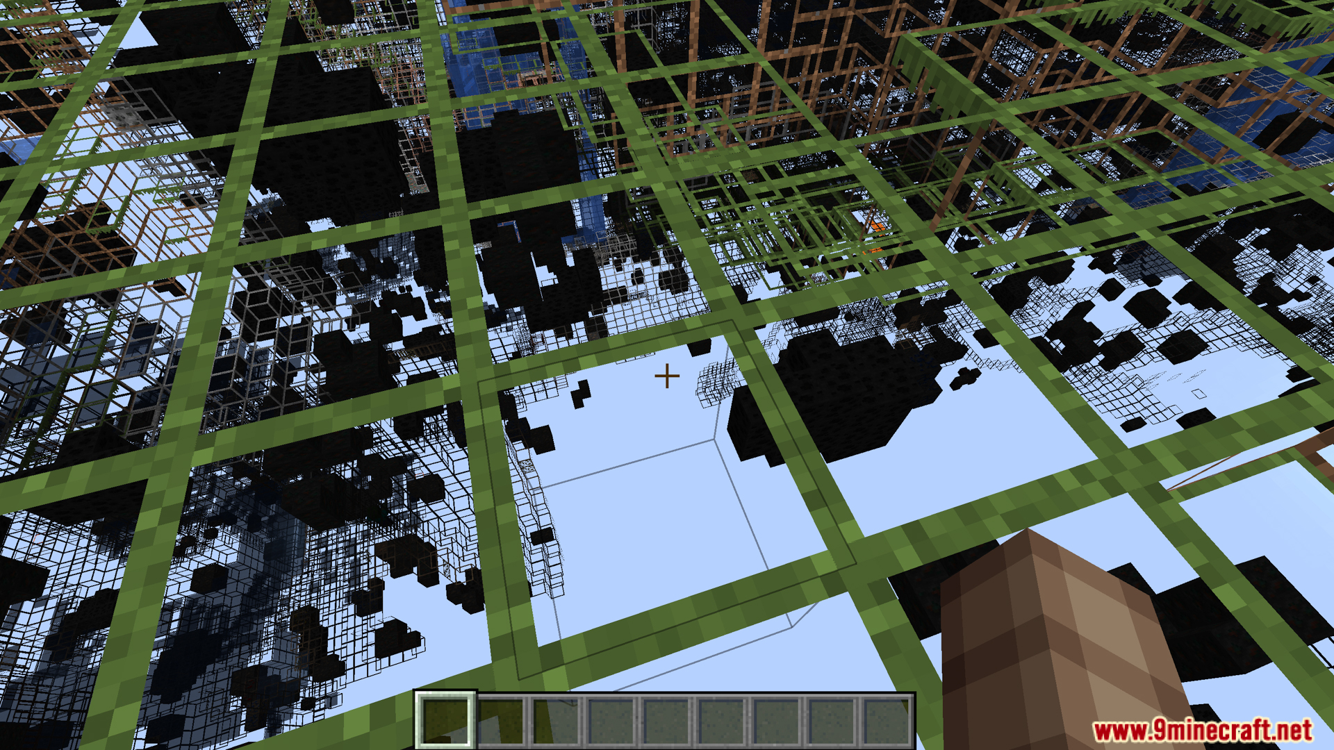 Player looking through transparent surface blocks using an Xray texture pack