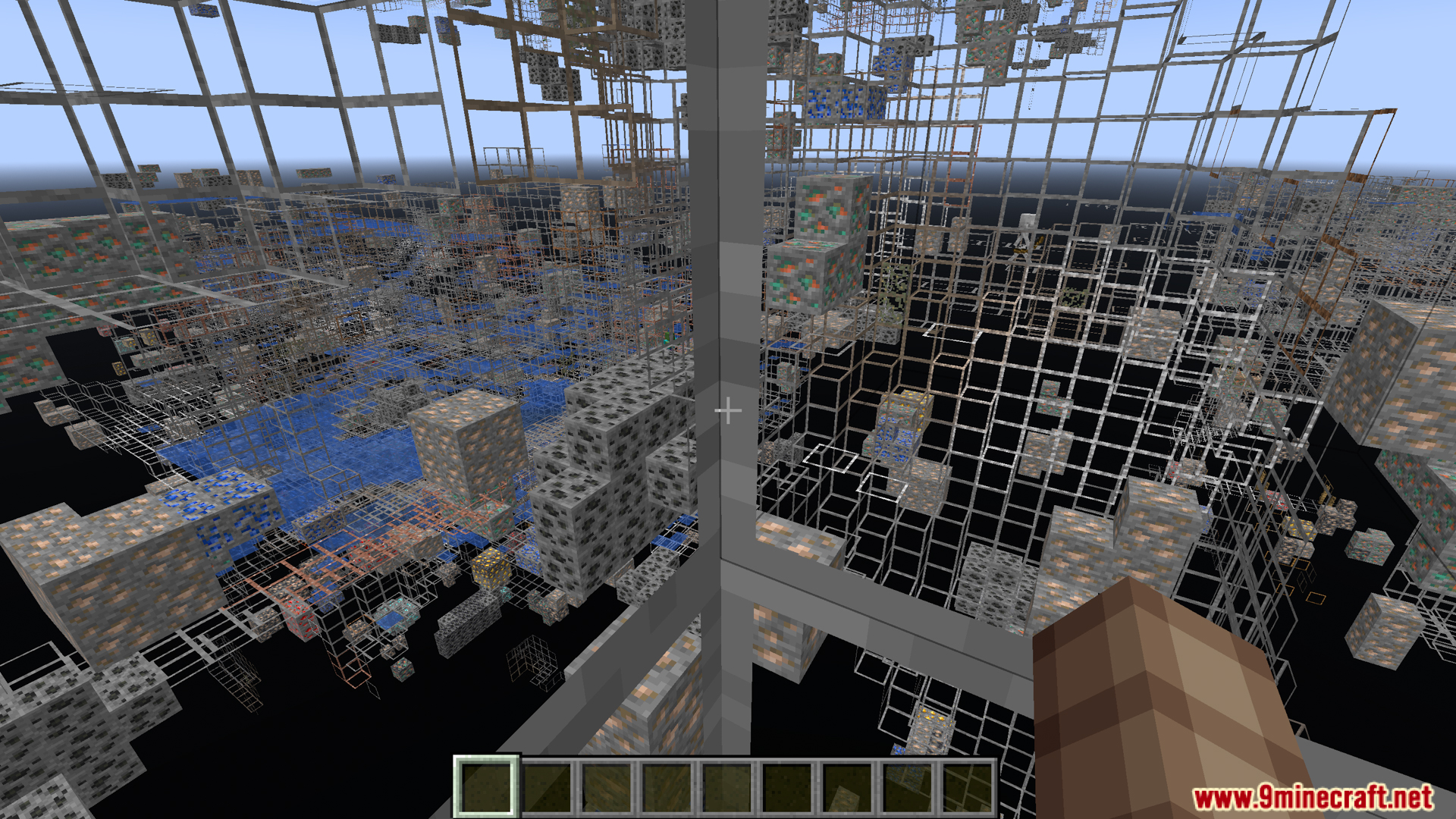 Viewing hidden ores and underground structures through transparent stone blocks