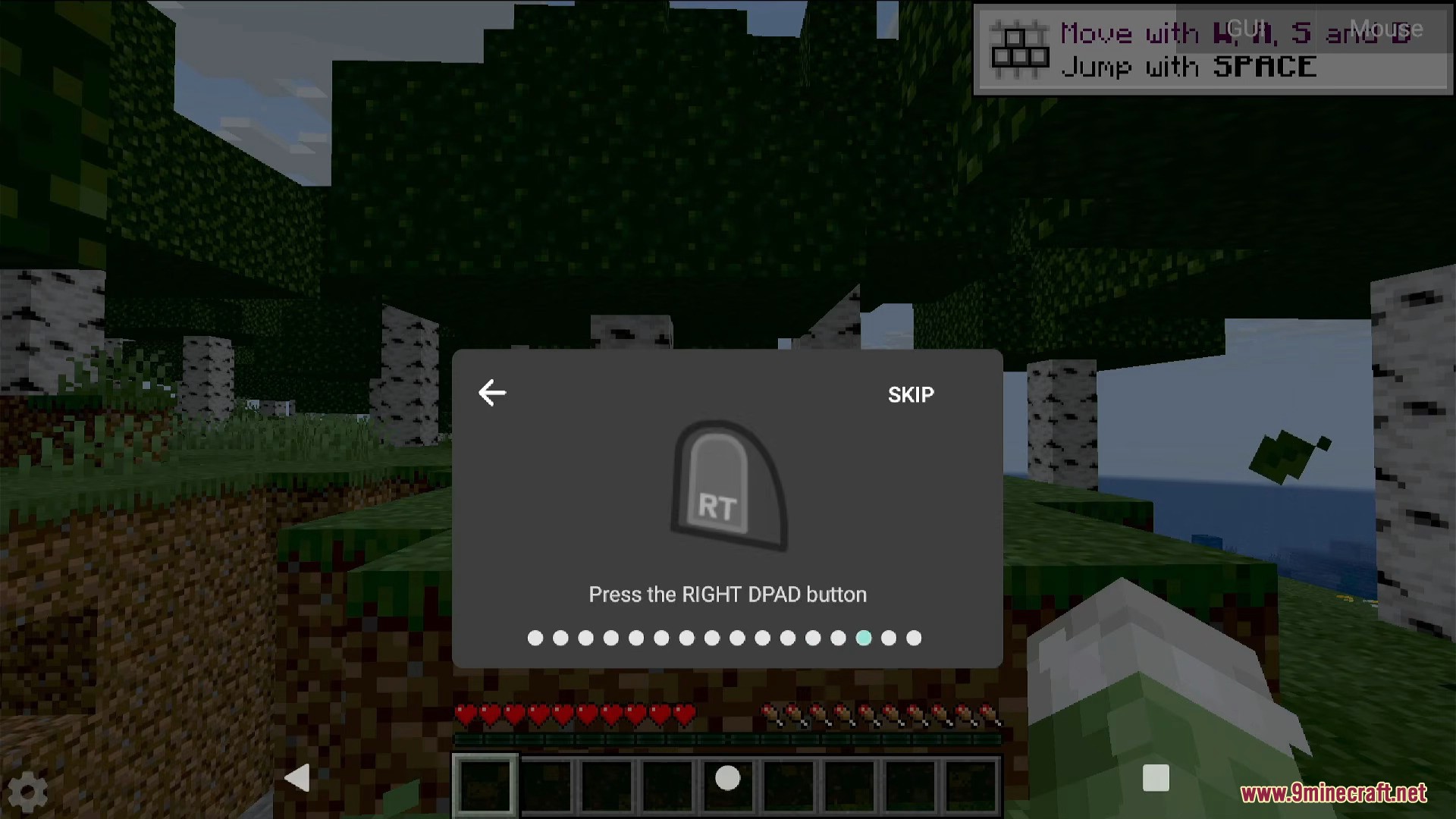 Tutorial prompt instructing the player to press the right dpad button