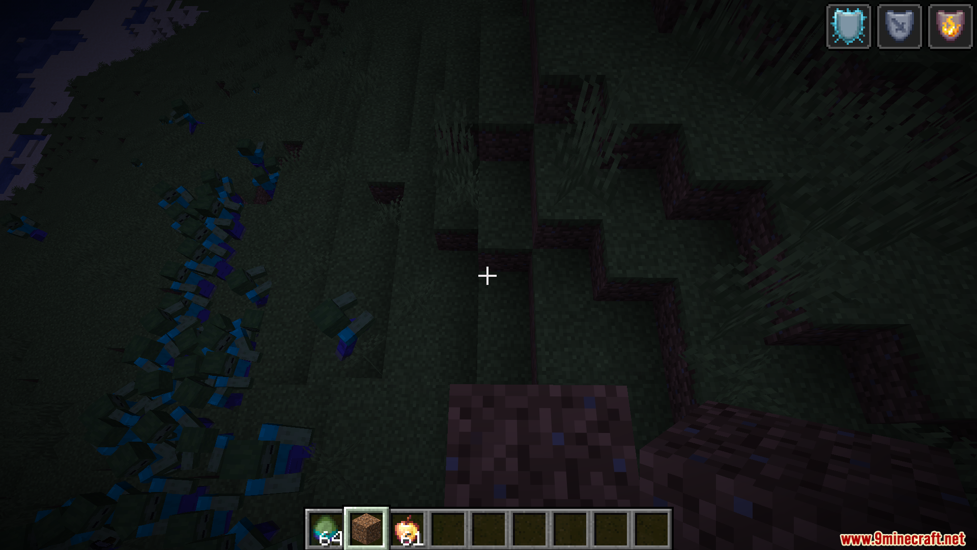 Zombie Improvements Mod Screenshot 2 Many regular zombies swarming together in a grassy field during nighttime