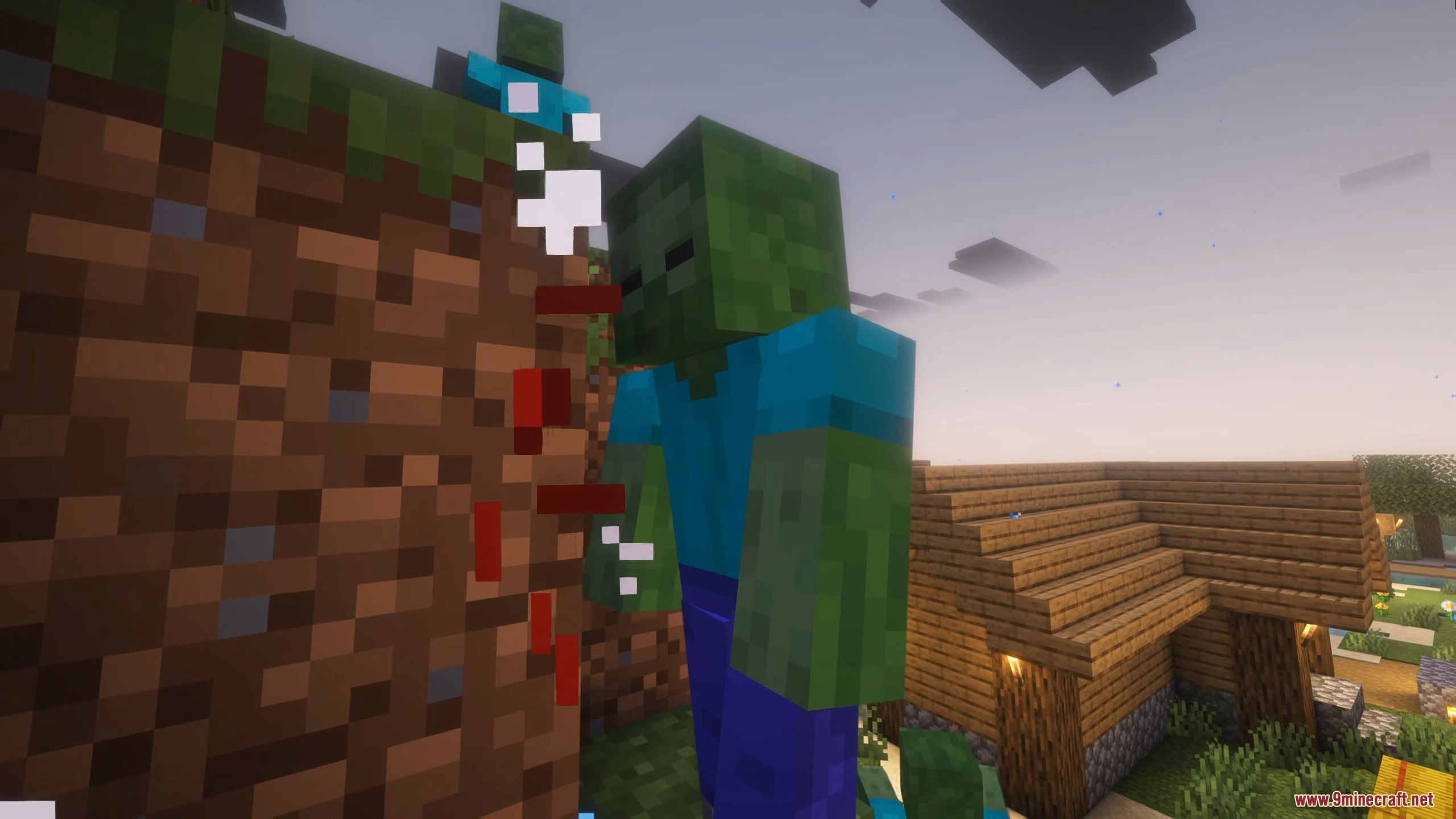 A zombie gains buffs after eating some meat