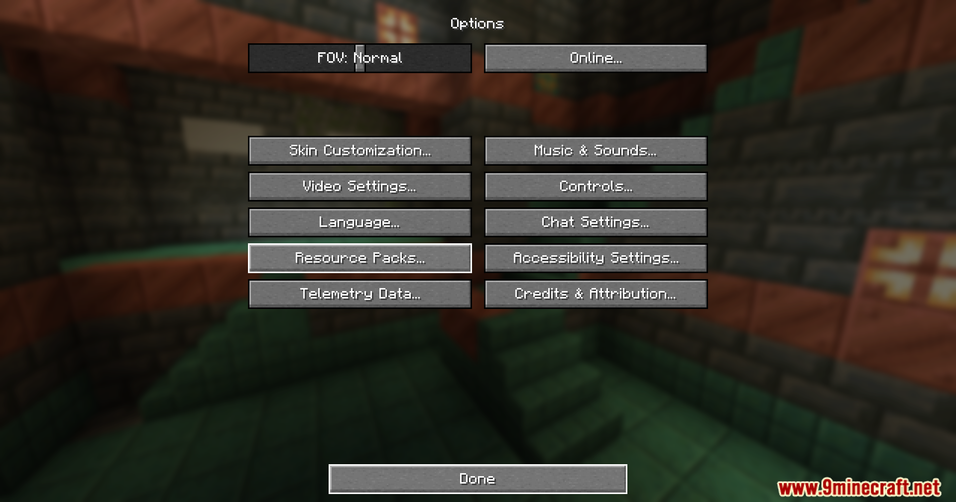 0Pack2Reload Mod Screenshot 3 Player navigating the Minecraft options menu to select resource packs