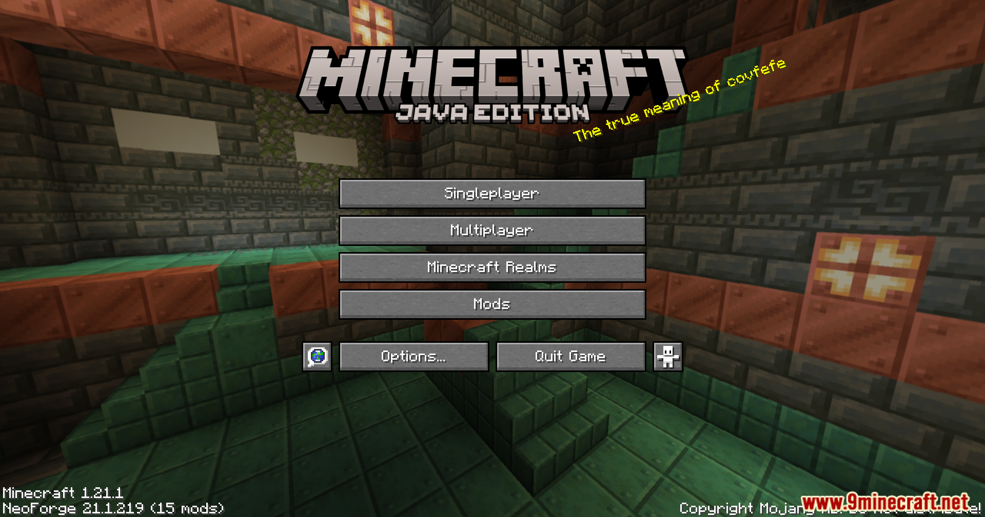 0Pack2Reload Mod Screenshot 4 Main title screen of Minecraft Java Edition showing installed mods
