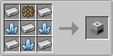 Crafting recipe for a basic machine block using iron ingots and quartz crystals