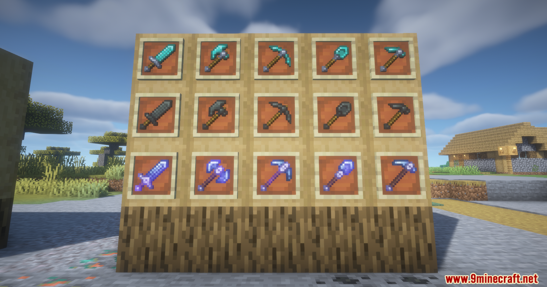 Display wall showing new meteorite and resonating toolsets in item frames