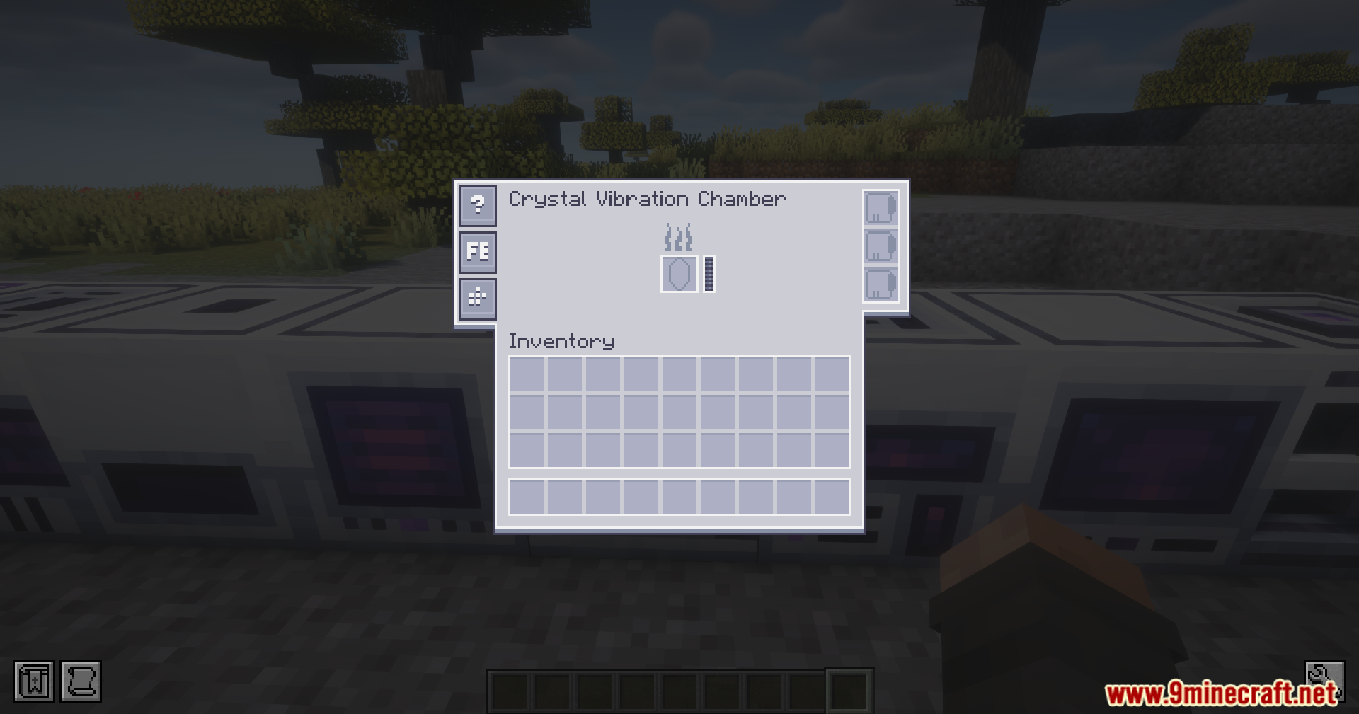 Crystal Vibration Chamber interface showing a single slot with a progress bar