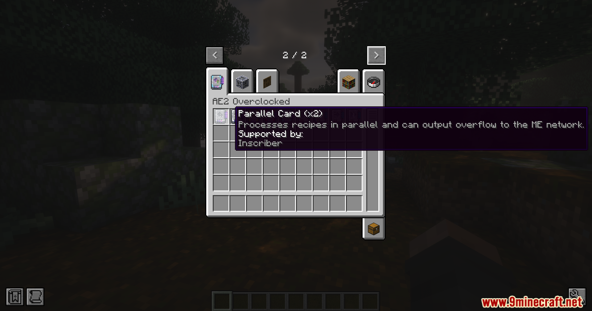 AE2 Overclocked Mod Screenshot 3 Tooltip showing details of the Parallel Card x2 in the inventory
