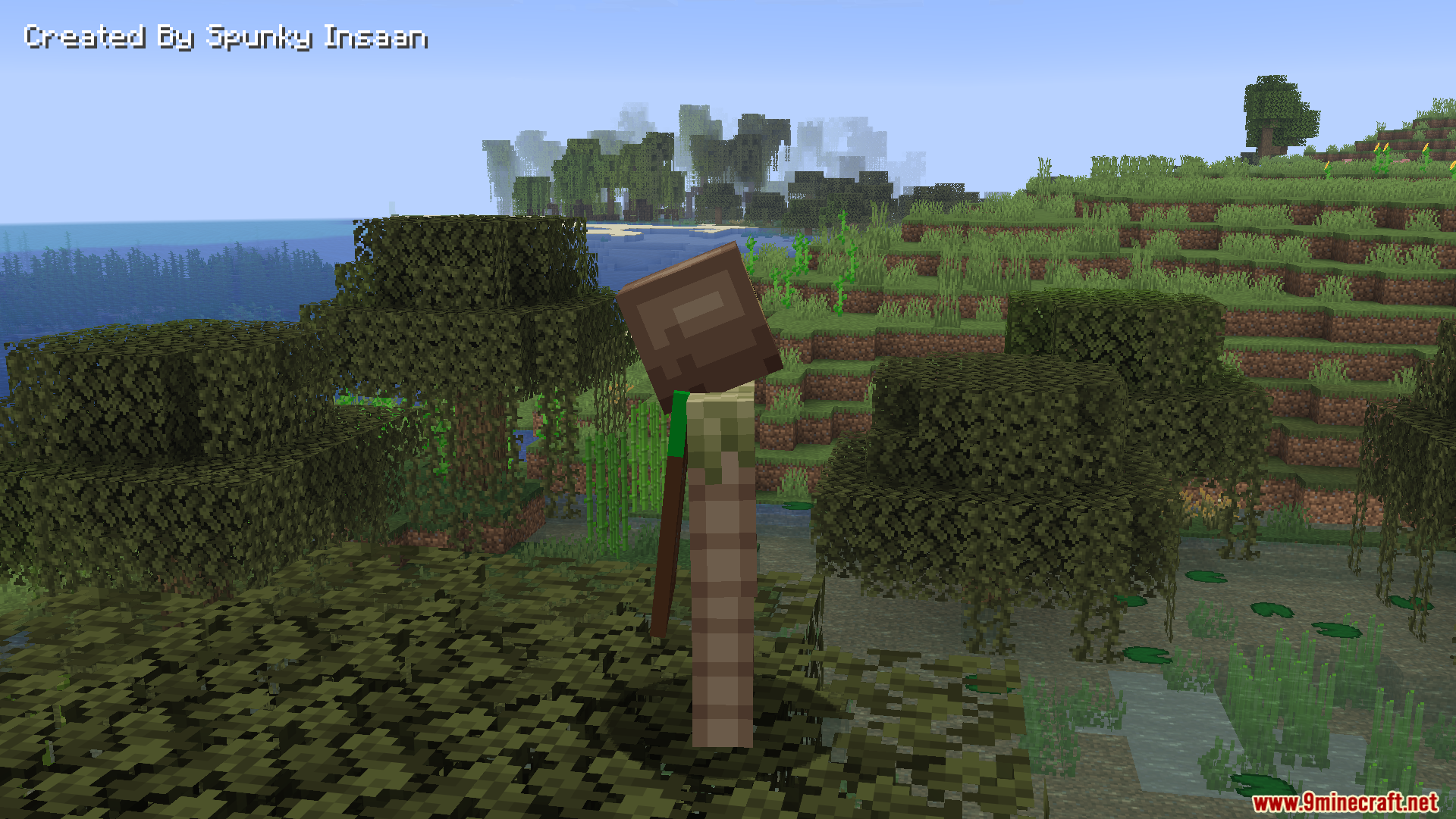 AFK Cinematics Mod Screenshot 2 A low angle cinematic shot of a player standing still in a swamp