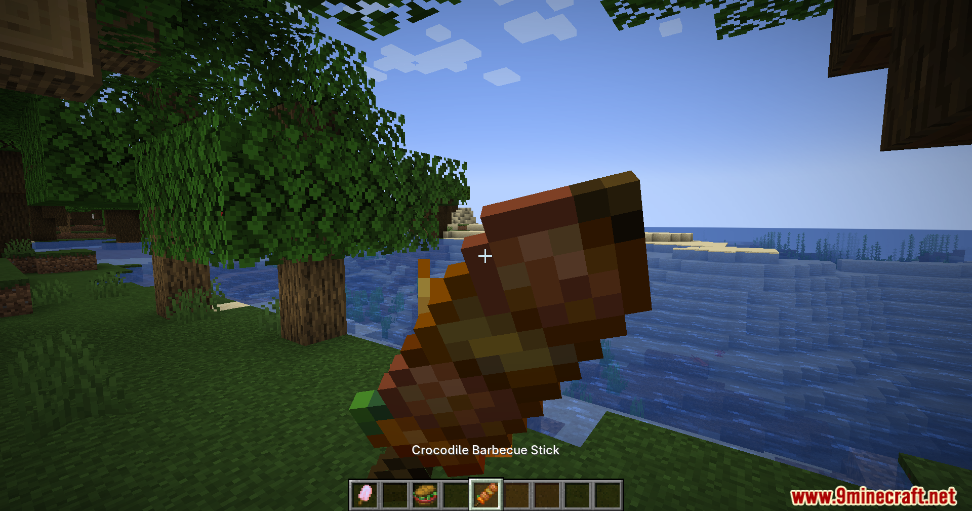 Alexs Mobs Delight Mod Screenshot 9 Holding a Crocodile Barbecue Stick from Alexs Mobs Delight mod