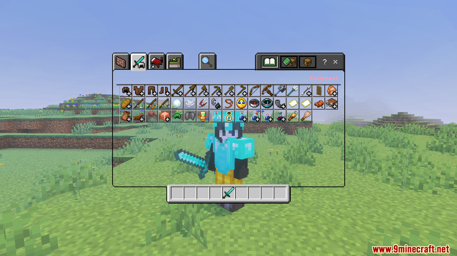 Alya UI Texture Pack Screenshot 10 transparent creative inventory menu showing player character and items