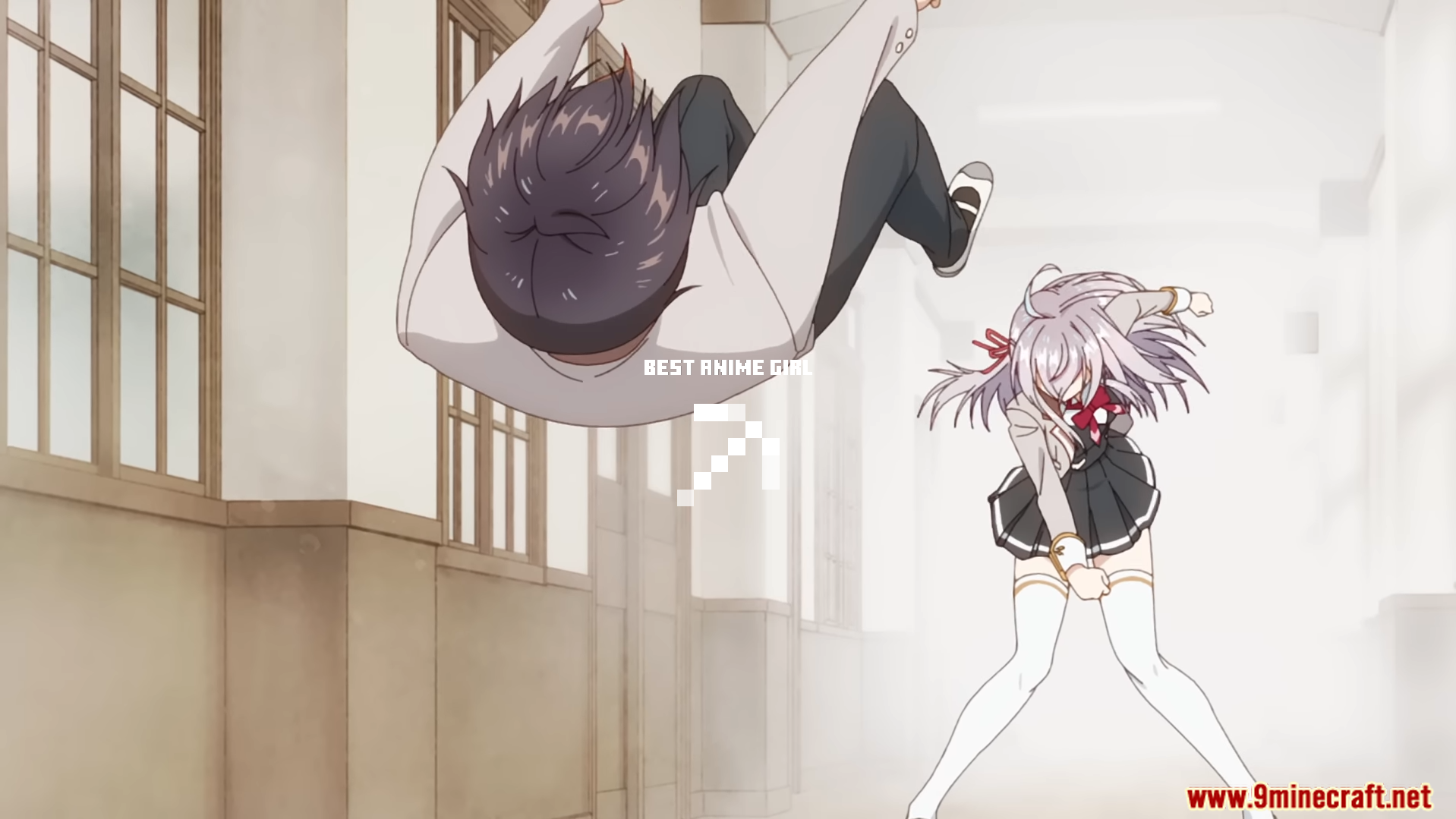 Alya UI Texture Pack Screenshot 6 Anime scene background featuring a girl punching a boy with a crosshair