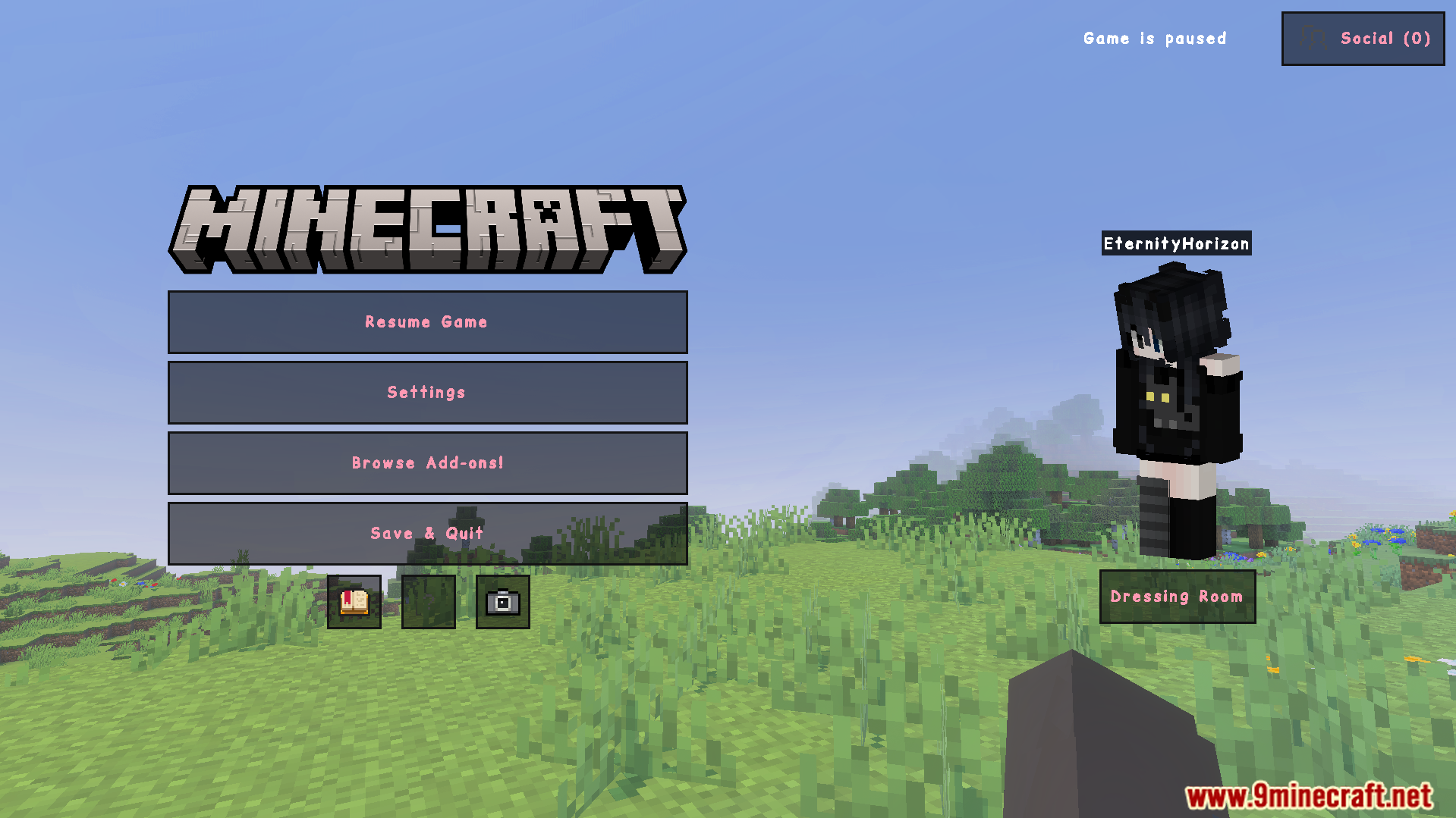 Alya UI Texture Pack Screenshot 7 Player viewing the pause menu with a custom UI texture pack applied