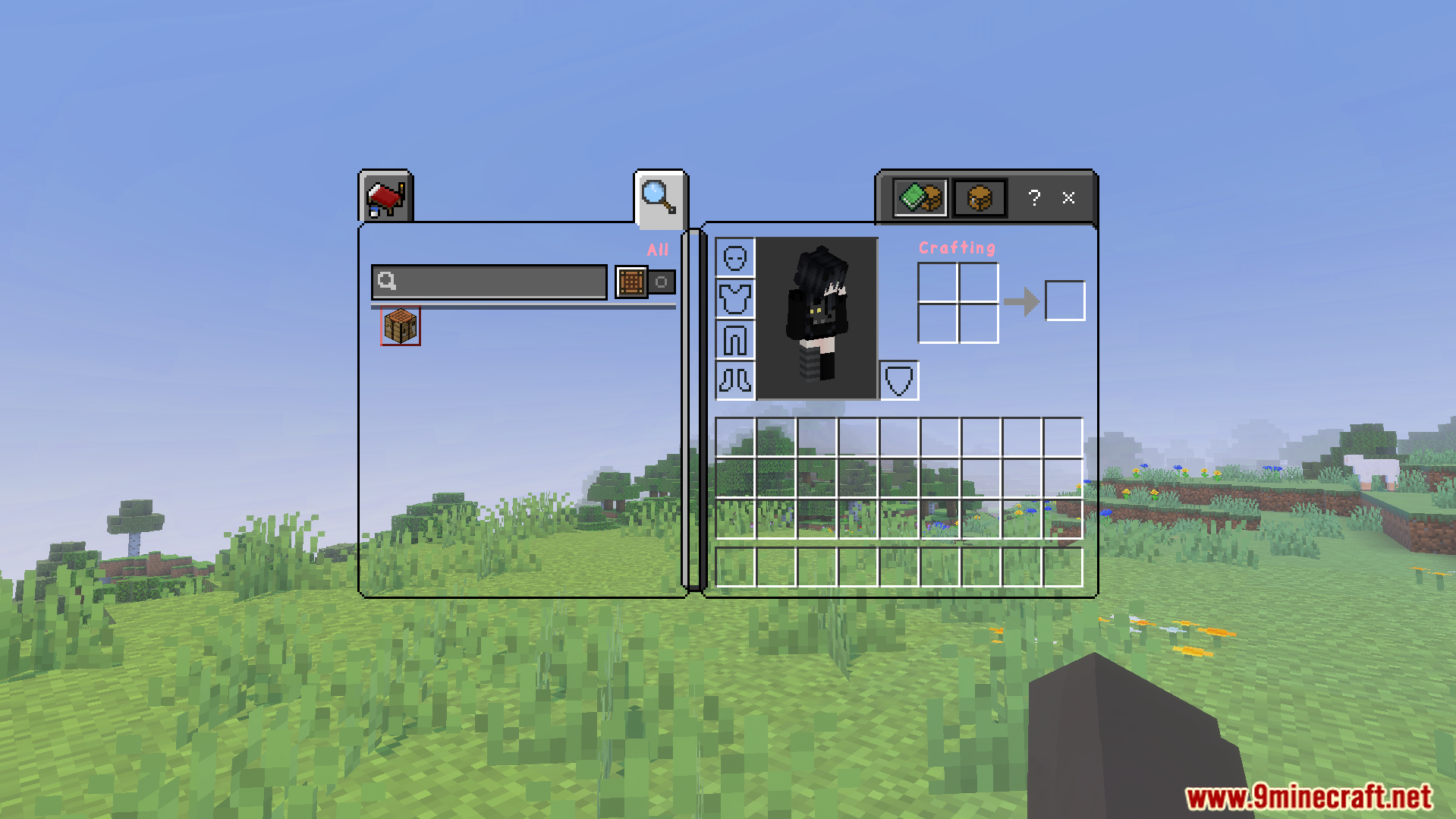 Alya UI Texture Pack Screenshot 8 Player looking at the inventory screen with a custom UI texture pack applied
