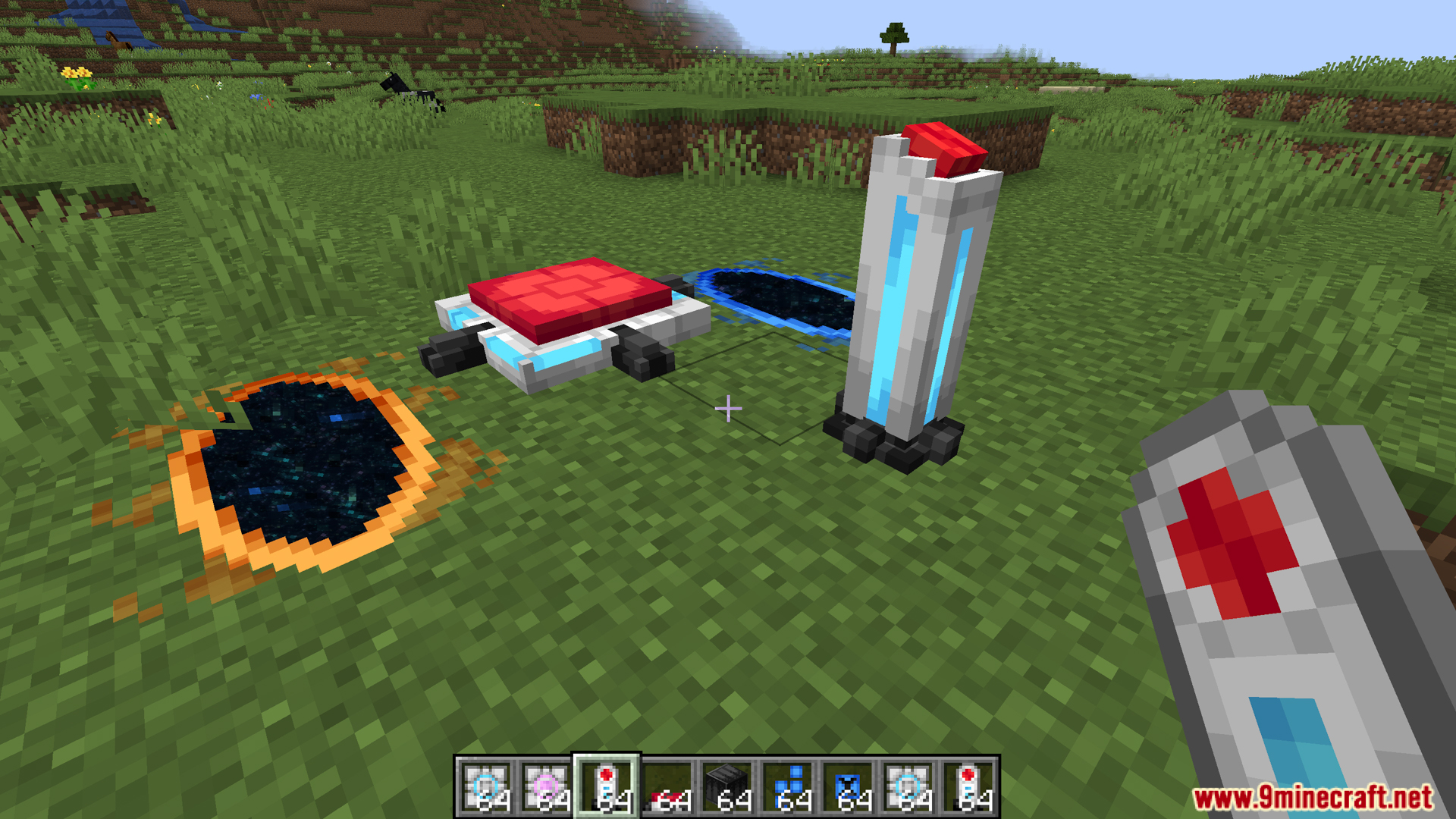 Portal Gun mod items and portals in a field
