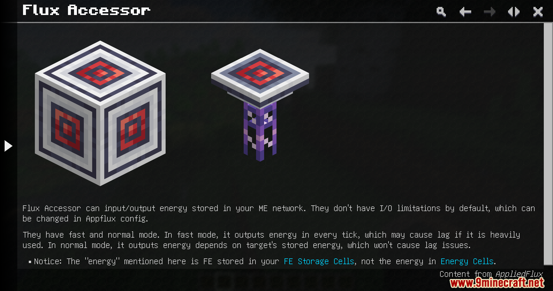 Flux Accessor block from App Flux mod for managing network energy flow
