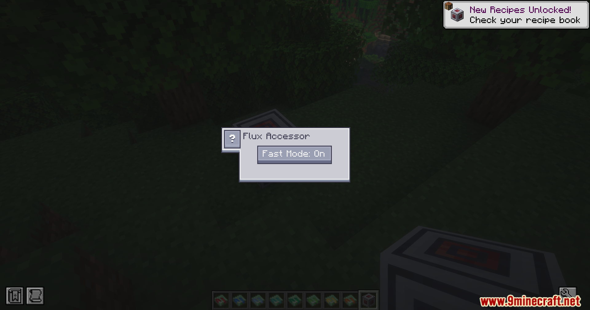The user interface for the Flux Accessor block from App Flux mod