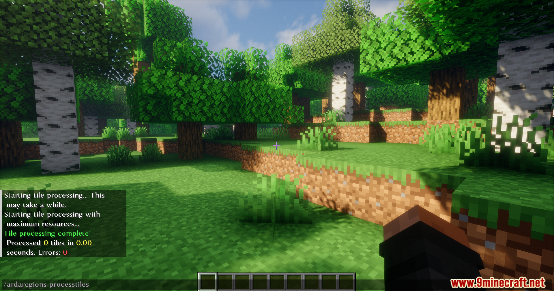 Arda Regions Mod Screenshot 3 Chat log showing the completion of the process tiles command execution