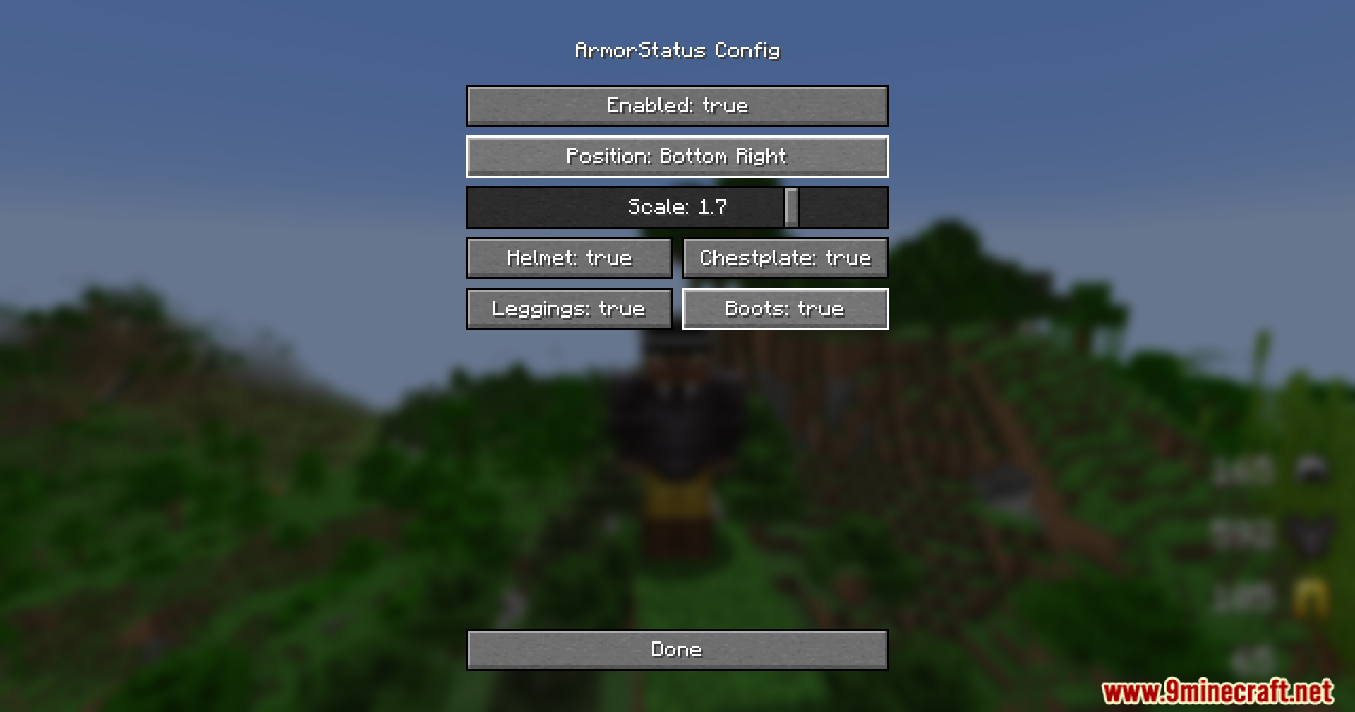 Armor Status Mod Screenshot 10 Menu screen for changing the armor durability display to the bottom right