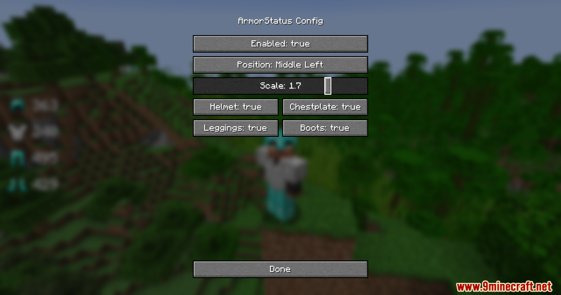 Armor Status Mod Screenshot 6 Adjusting the scale slider to increase the size of the armor icons
