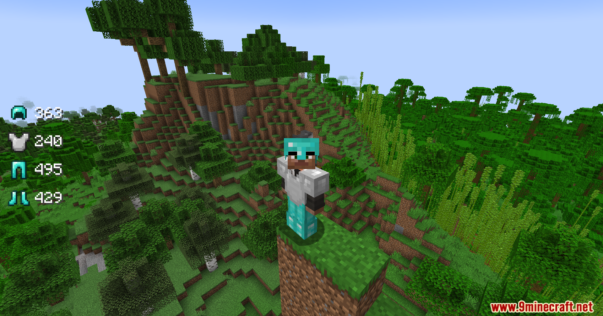 Armor Status Mod Screenshot 7 Armor Status Mod showing gear durability for a player in a jungle biome