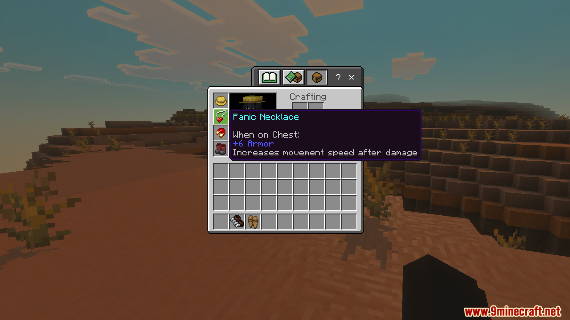 Player viewing stats for Panic Necklace in inventory
