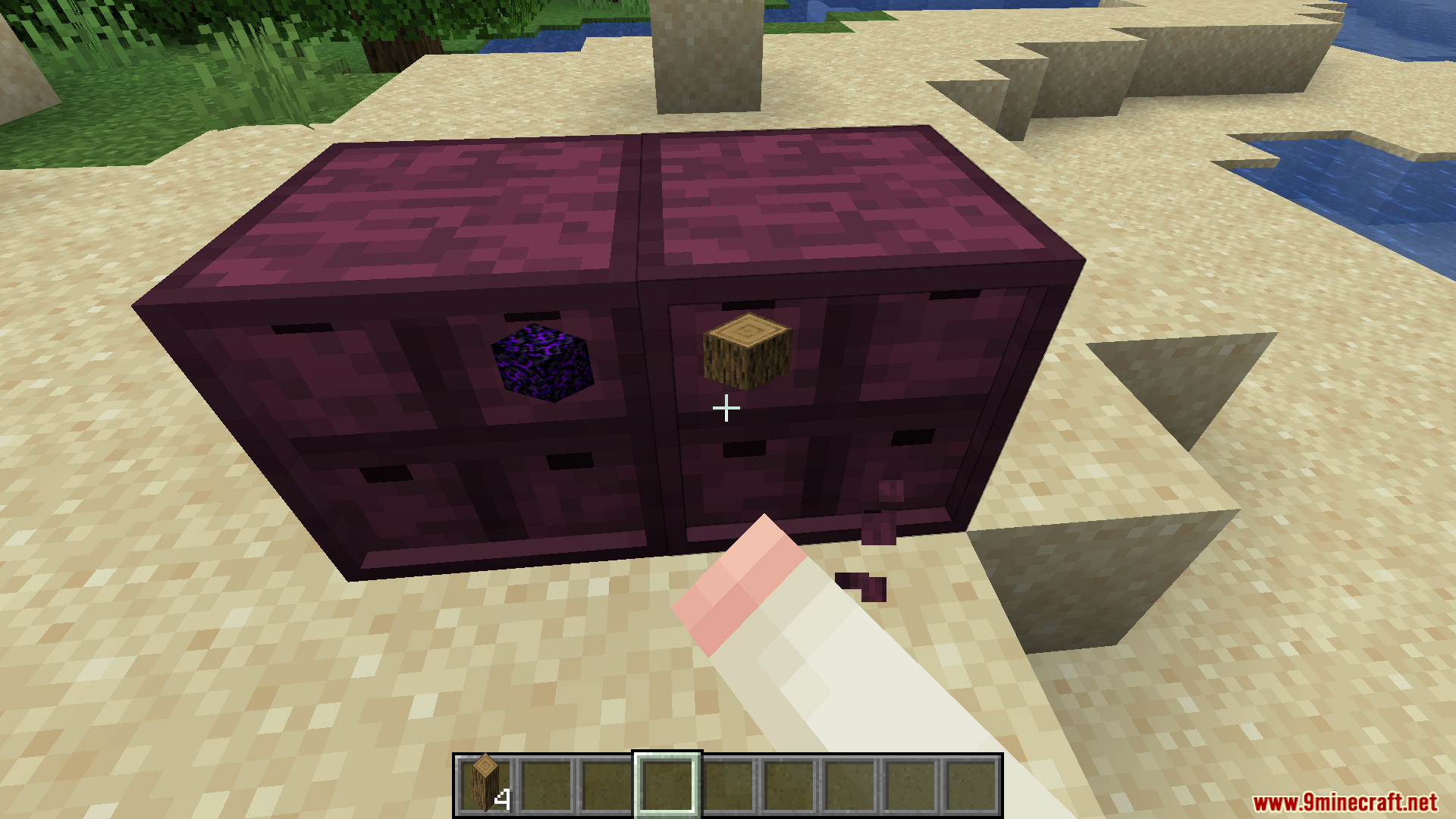 BBL Fixes Mod Screenshot 10 Crimson storage drawers displaying icons for crying obsidian and oak logs