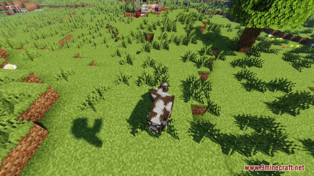 Baby Mobs Resource Pack Screenshot 3 A top down view of a baby cow standing in a grassy field