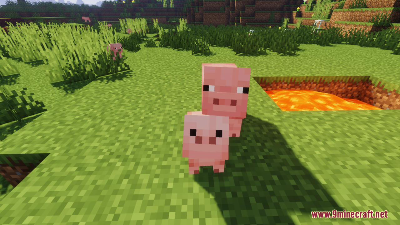 Baby Mobs Resource Pack Screenshot 8 Close view of an adult pig and baby pig looking at the camera