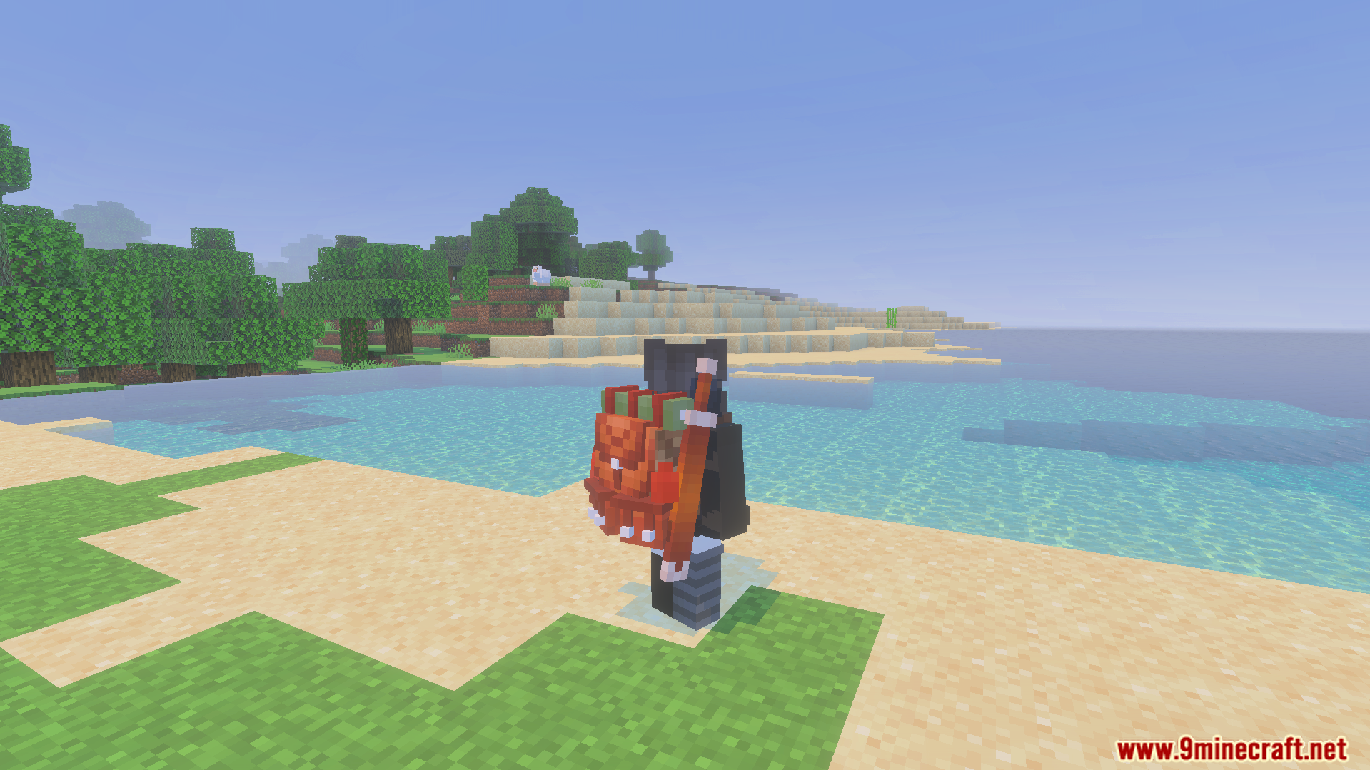 Backpacked Armor Texture Pack Screenshot 5 Player wearing a brown backpack with a sword attached